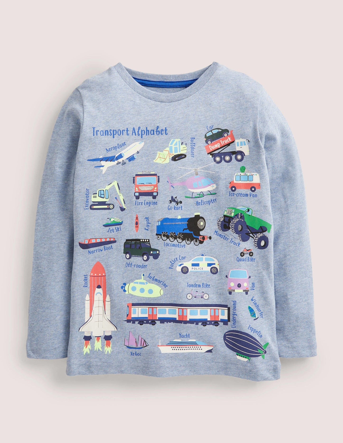 Langärmliges Oberteil mit Motiv-Blau Meliert, Transport