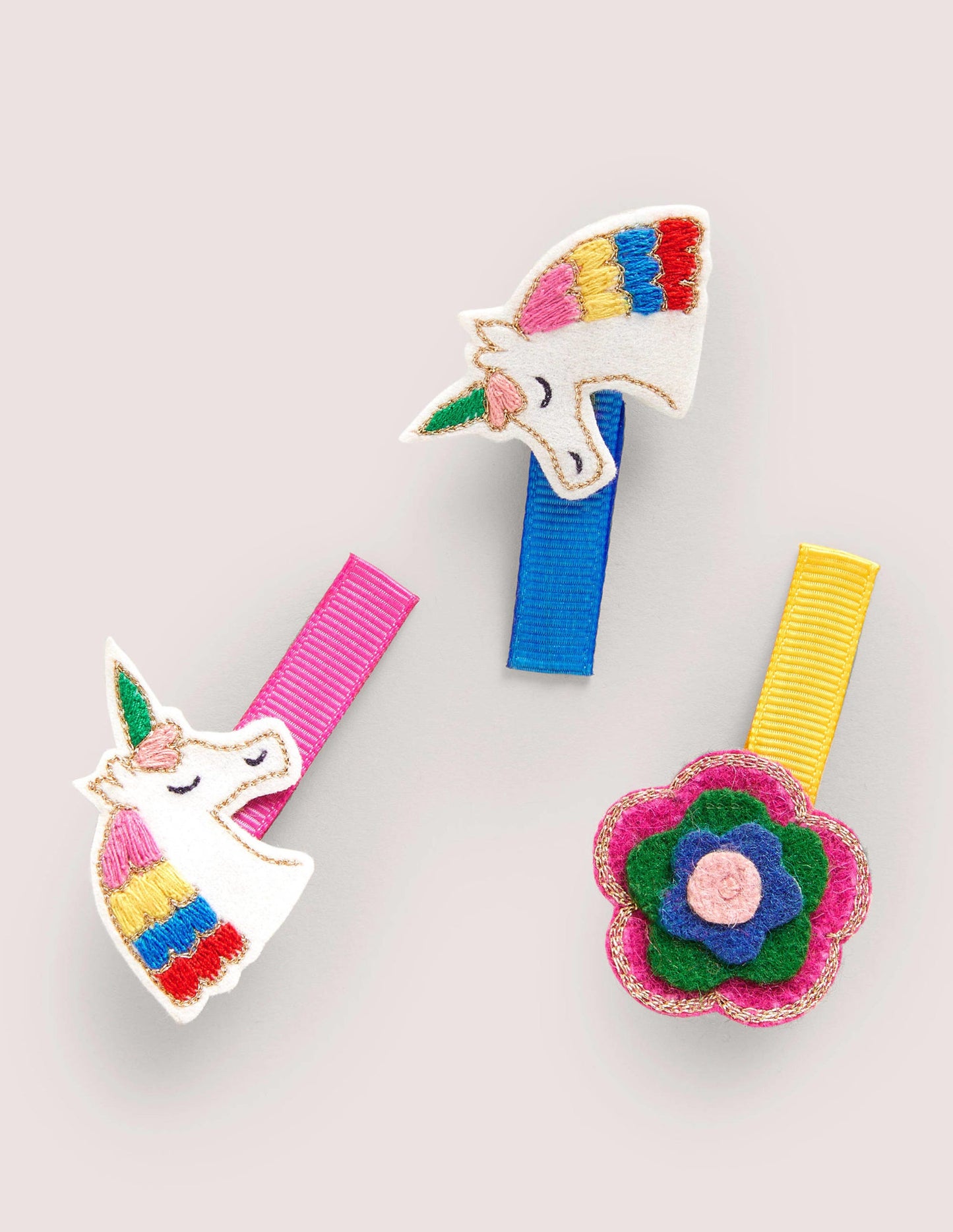 Haarclips im 3er-Pack-Bunt, Einhorn