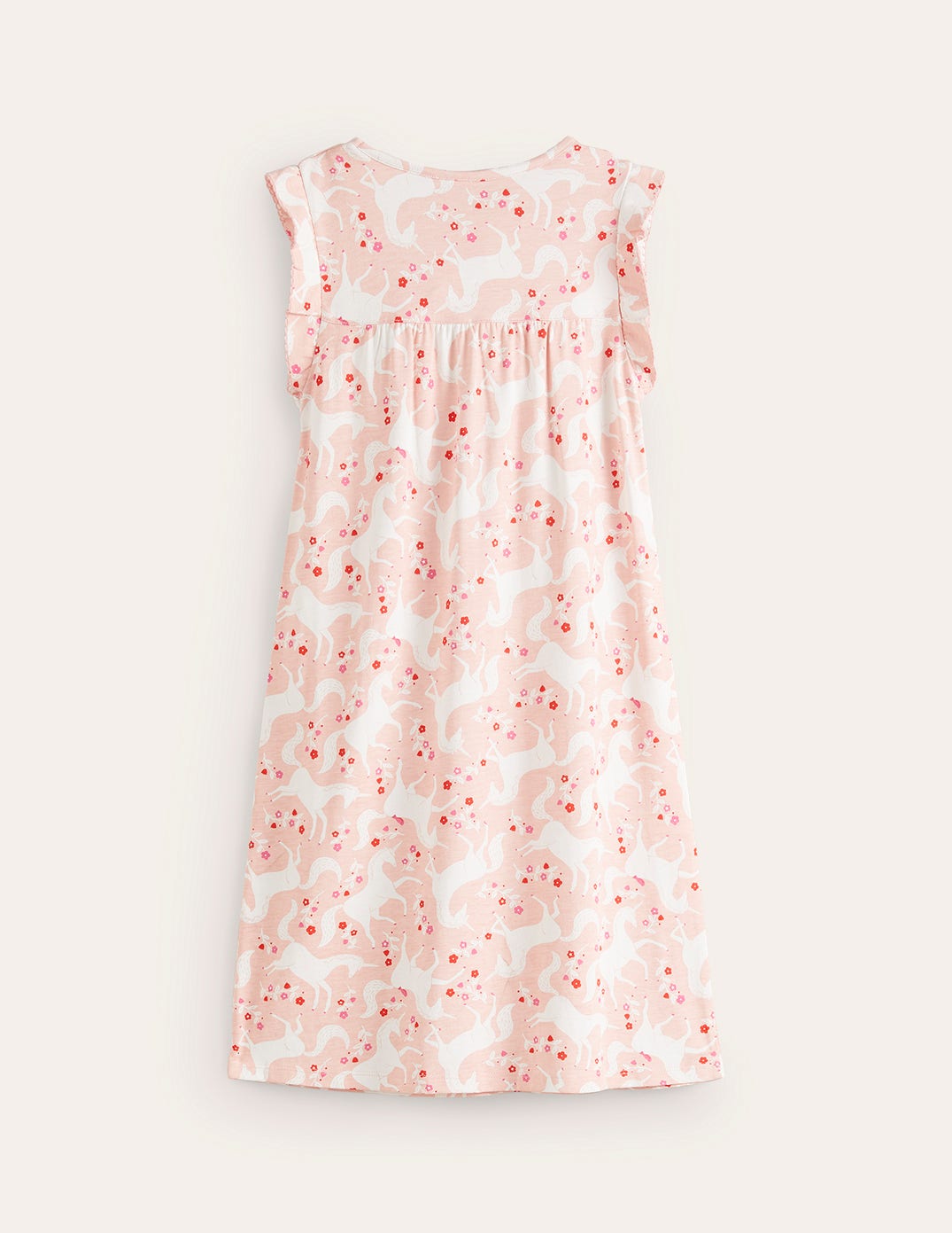 Chemise de nuit manches courtes imprimée-Motif floral licorne rose boto
