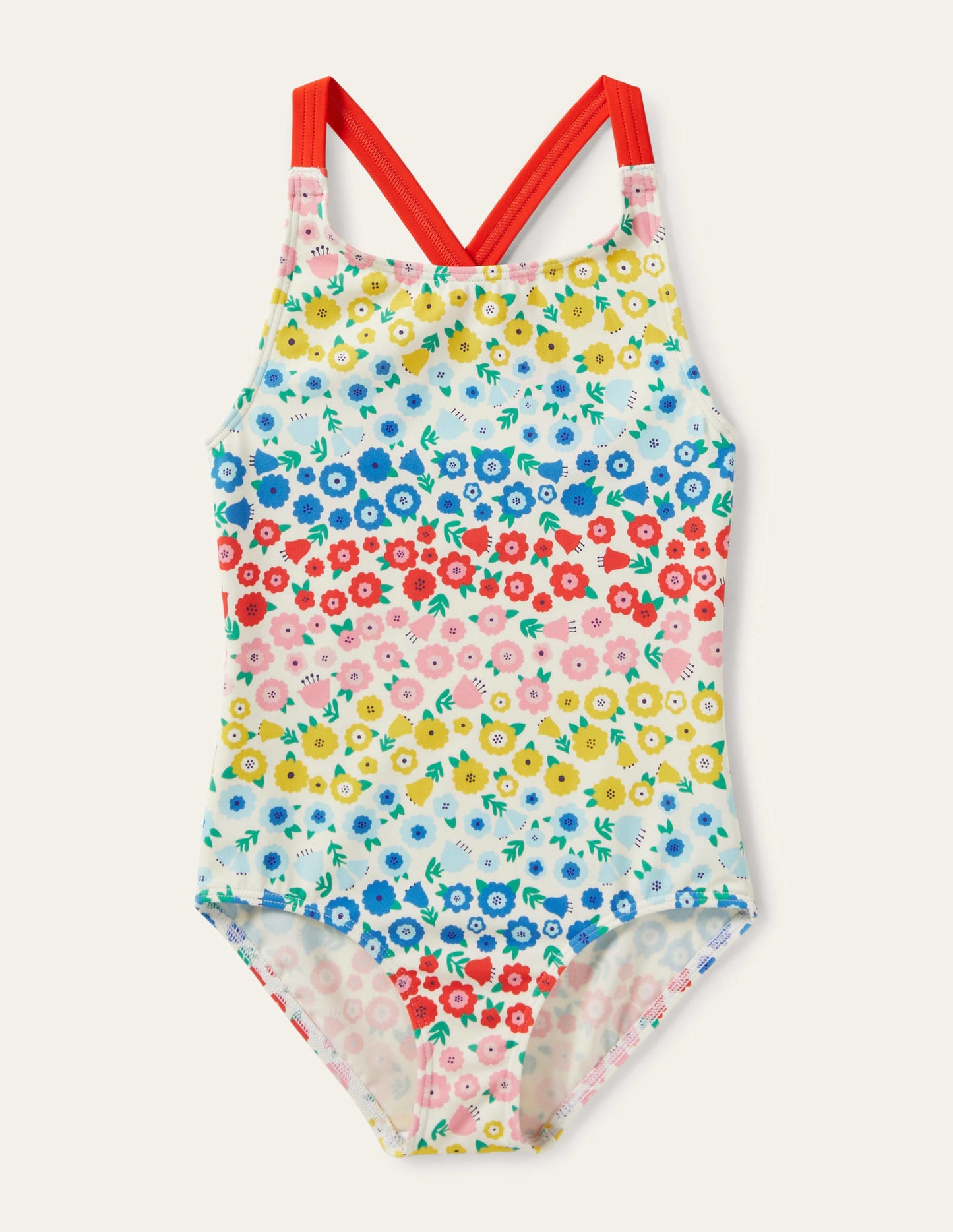 Maillot de bain imprimé croisé dans le dos-Rayé floral multi