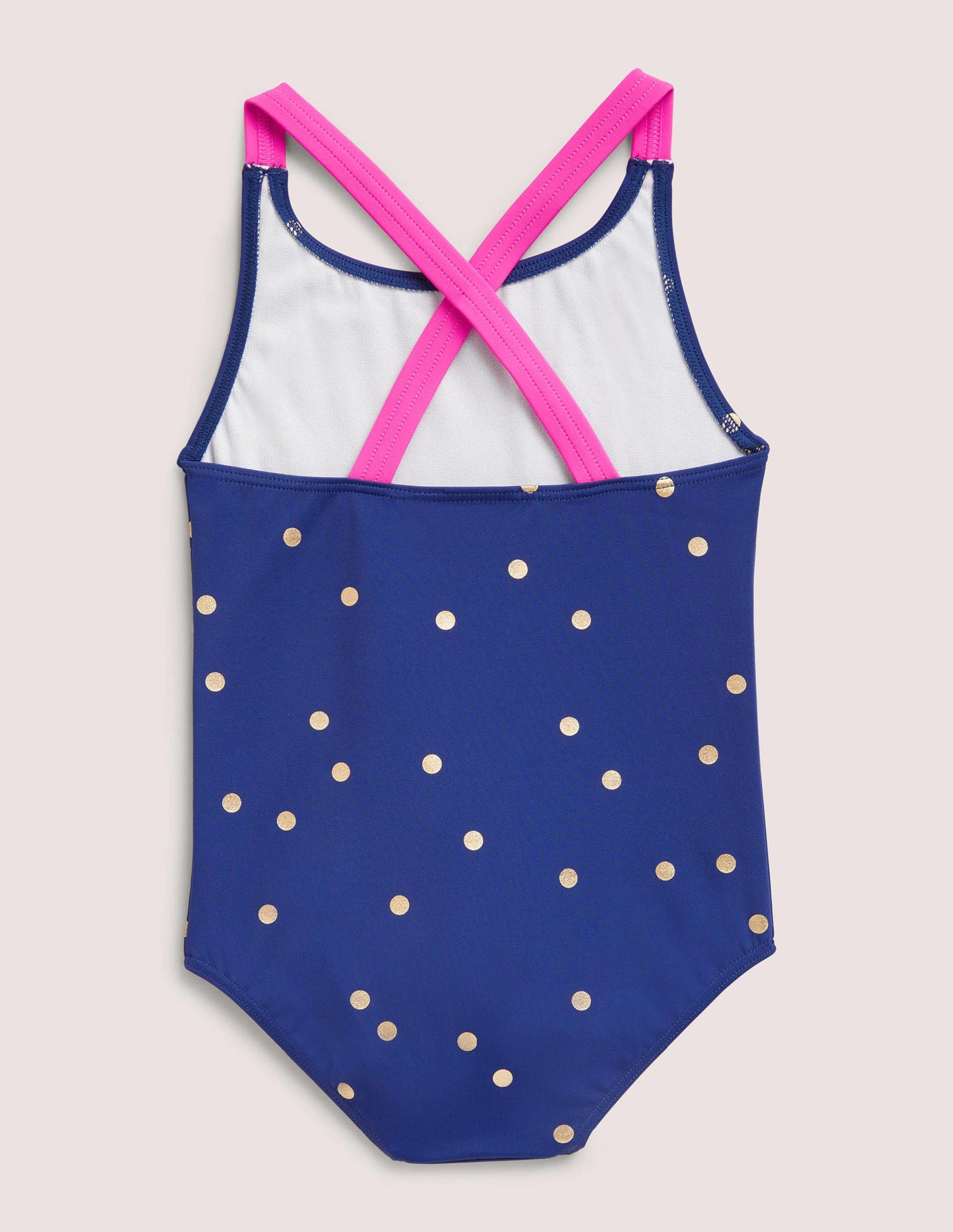 Maillot de bain imprimé croisé dans le dos-Pois dorés bleu harmonie
