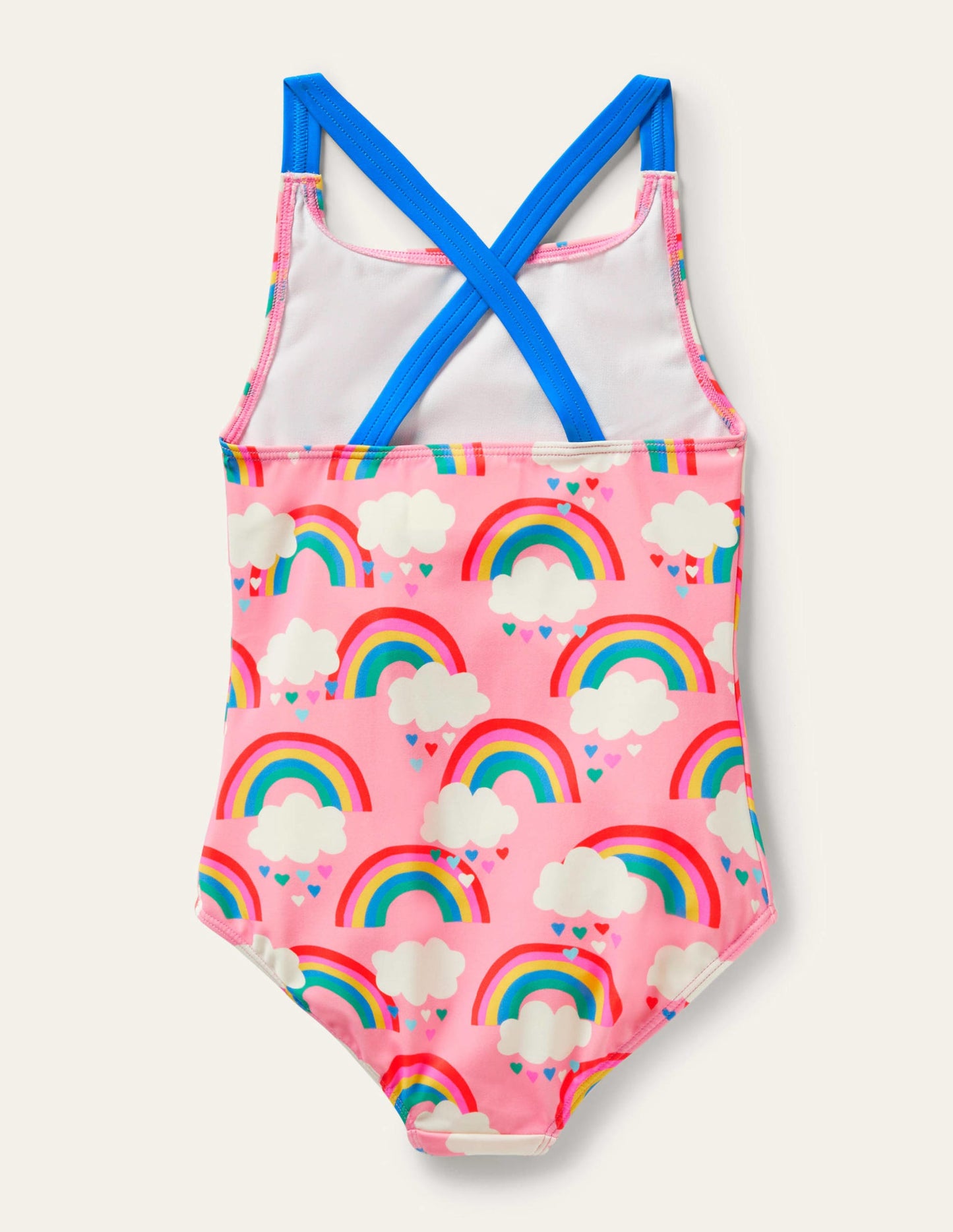Maillot de bain imprimé croisé dans le dos-Arcs-en-ciel limonade rose