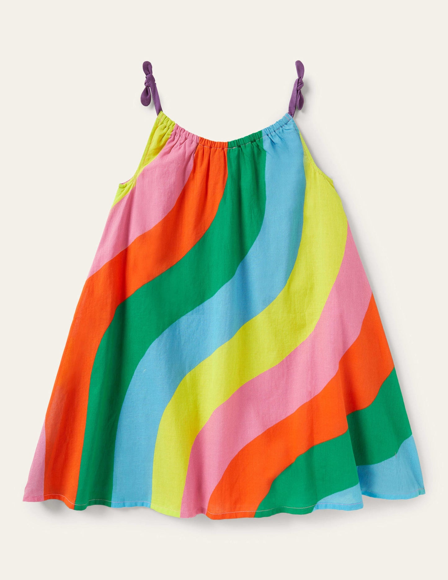 Gewebtes Kleid mit Trägern-Bunt, Regenbogenwellen