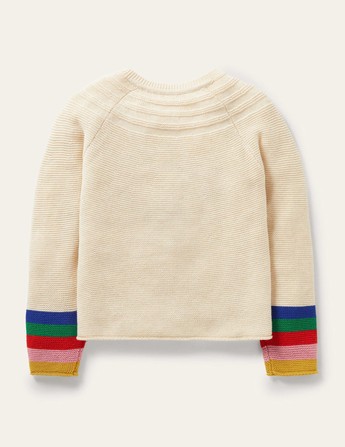 Cotton Cashmere Mix Cardigan-Ecru Rainbow