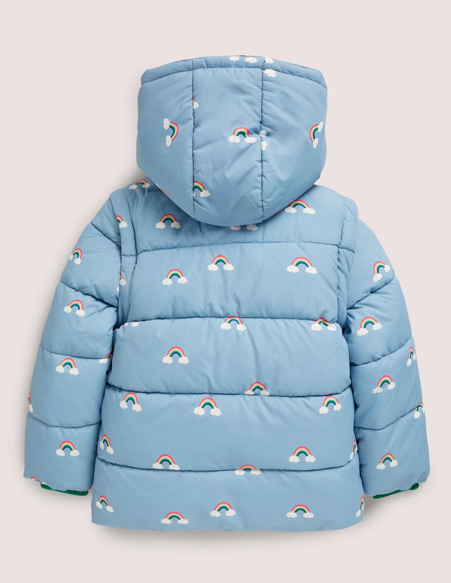 Blue Rainbow Print Puffer Jacket-Marokkoblau, Regenbogen