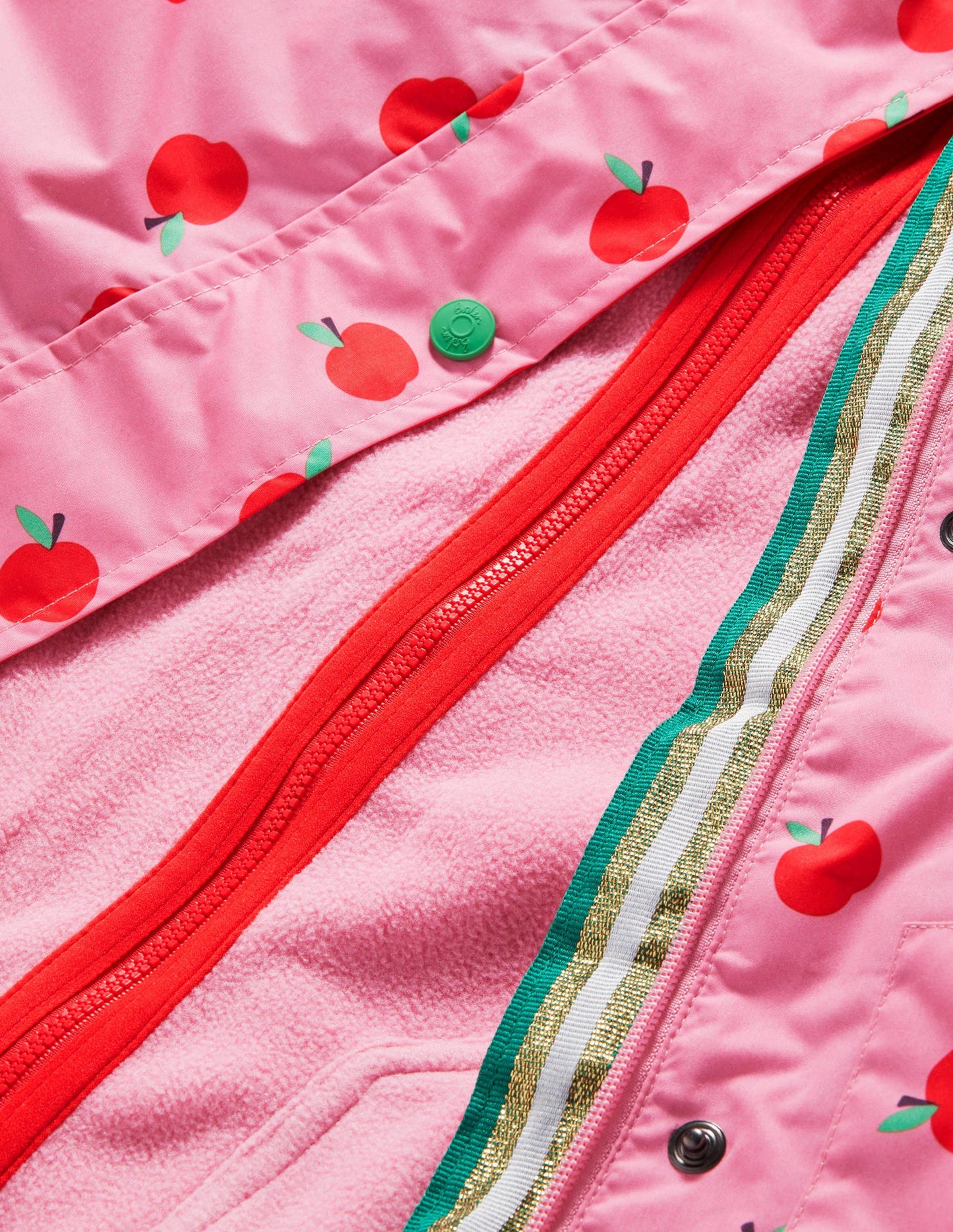 Pink Apple Print Waterproof Jacket-Kirschblütenrosa, Äpfel