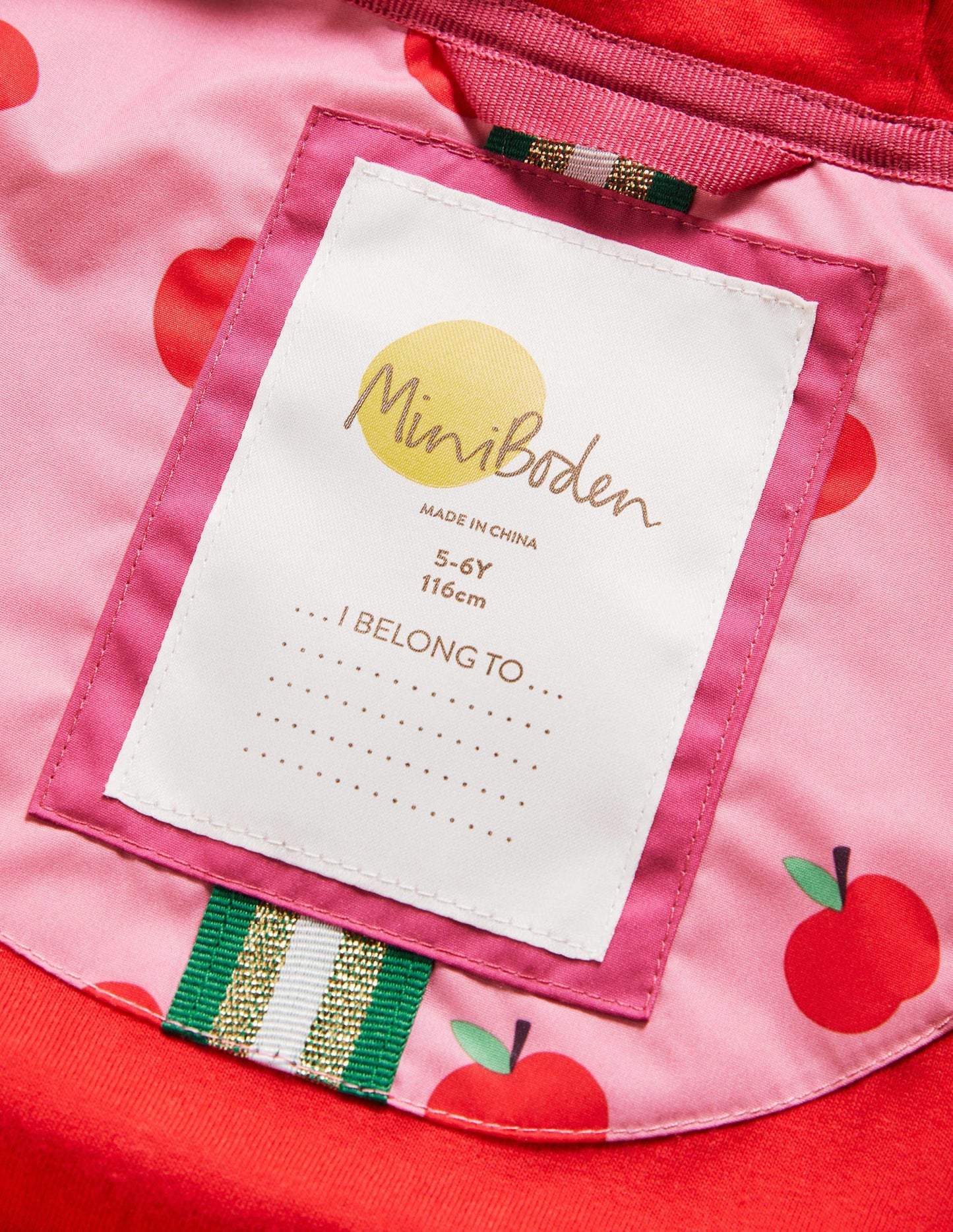 Pink Apple Print Waterproof Jacket-Kirschblütenrosa, Äpfel