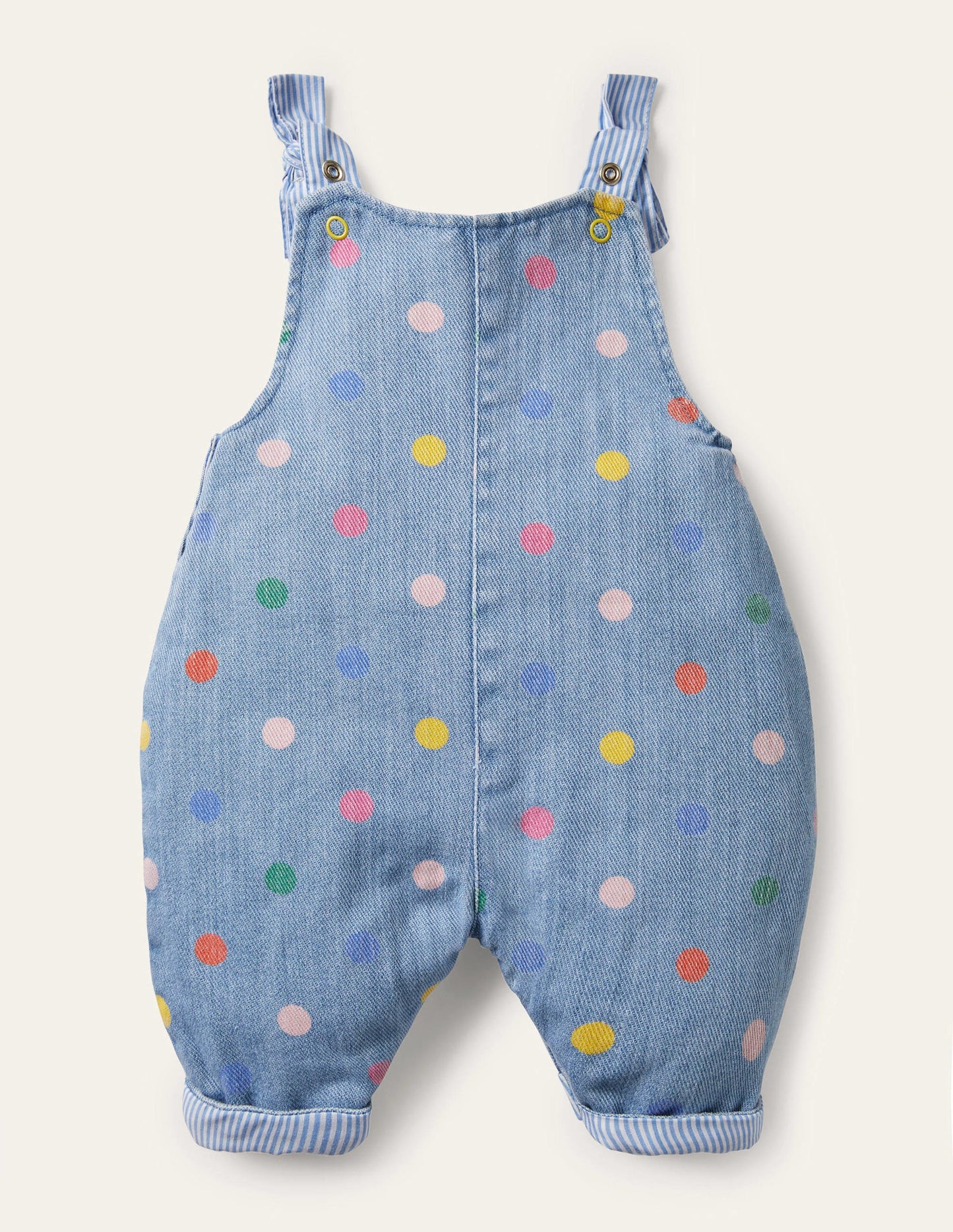 Latzhose mit bunten Tupfen-Faux-Uni, Bunte Tupfen