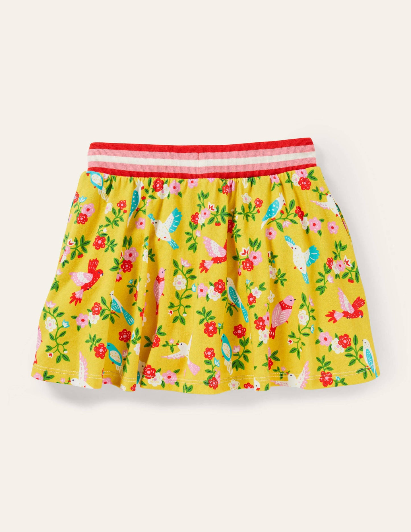 Jupe-short imprimée en jersey-Perroquets jaune maïs
