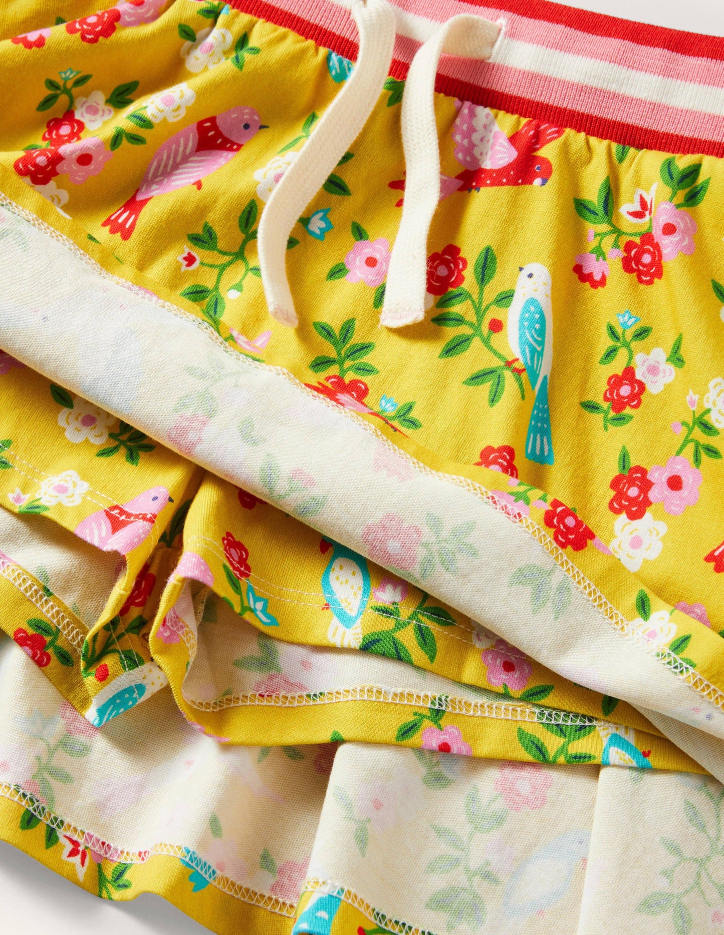 Jupe-short imprimée en jersey-Perroquets jaune maïs