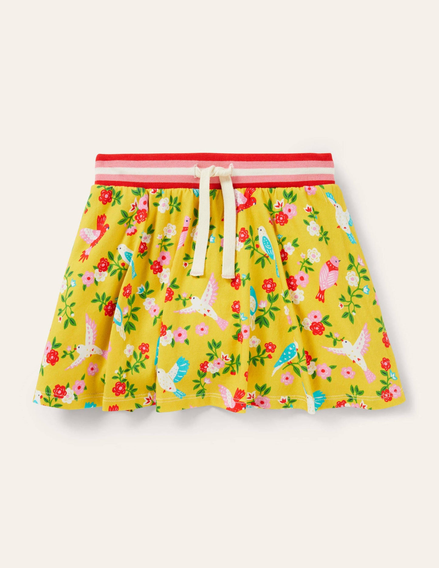 Jupe-short imprimée en jersey-Perroquets jaune maïs