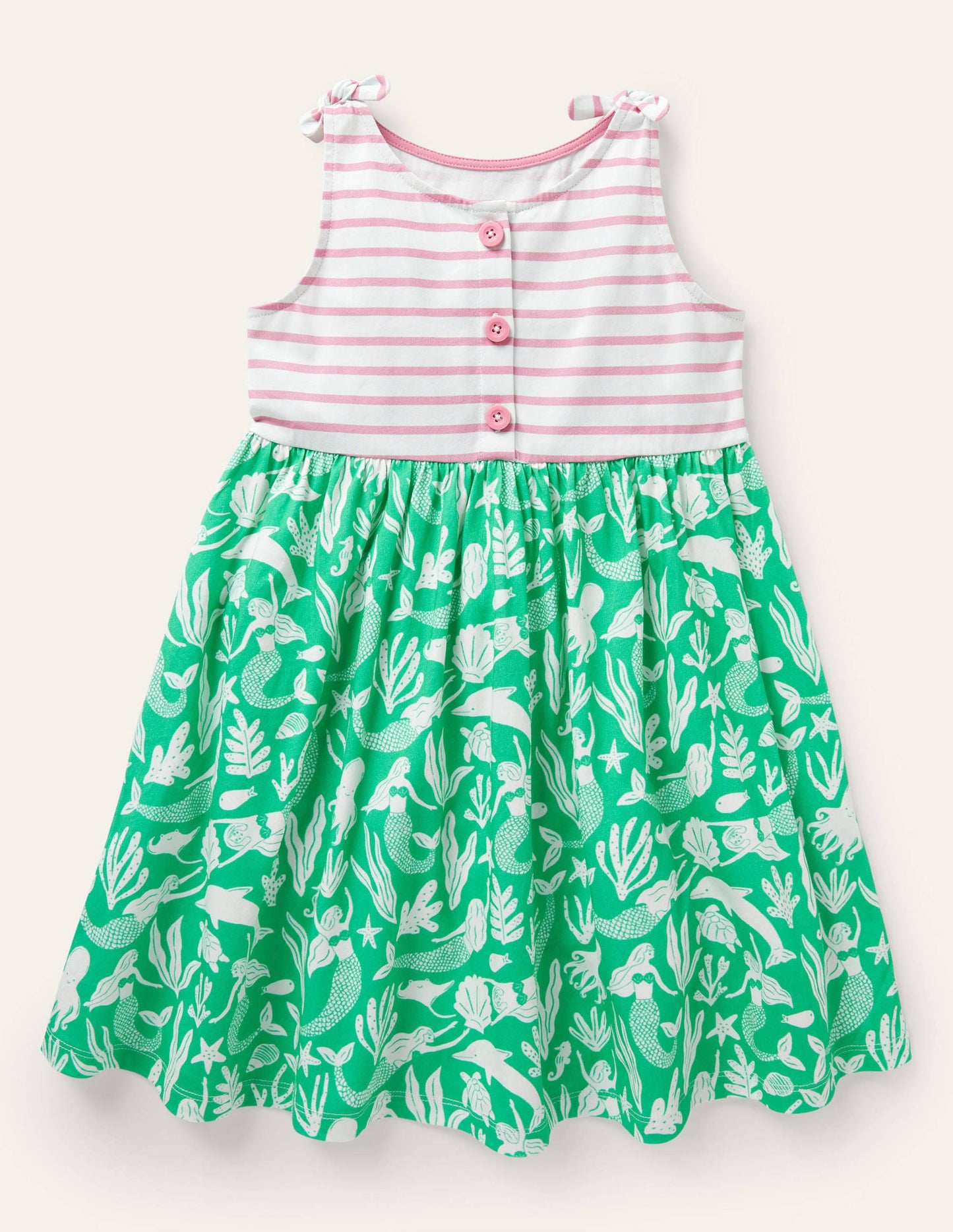 Robe nouée aux épaules à motif pêle-mêle-Sirène vert tropical