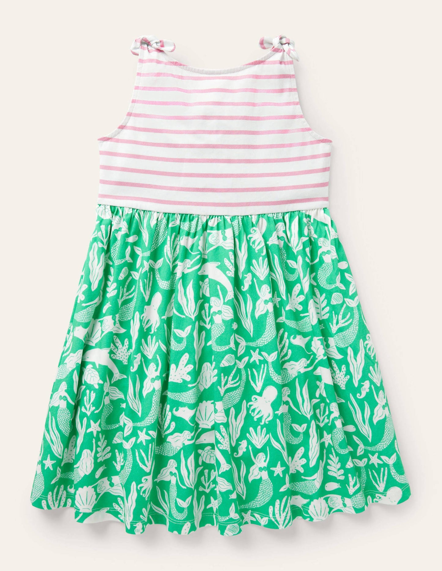 Robe nouée aux épaules à motif pêle-mêle-Sirène vert tropical