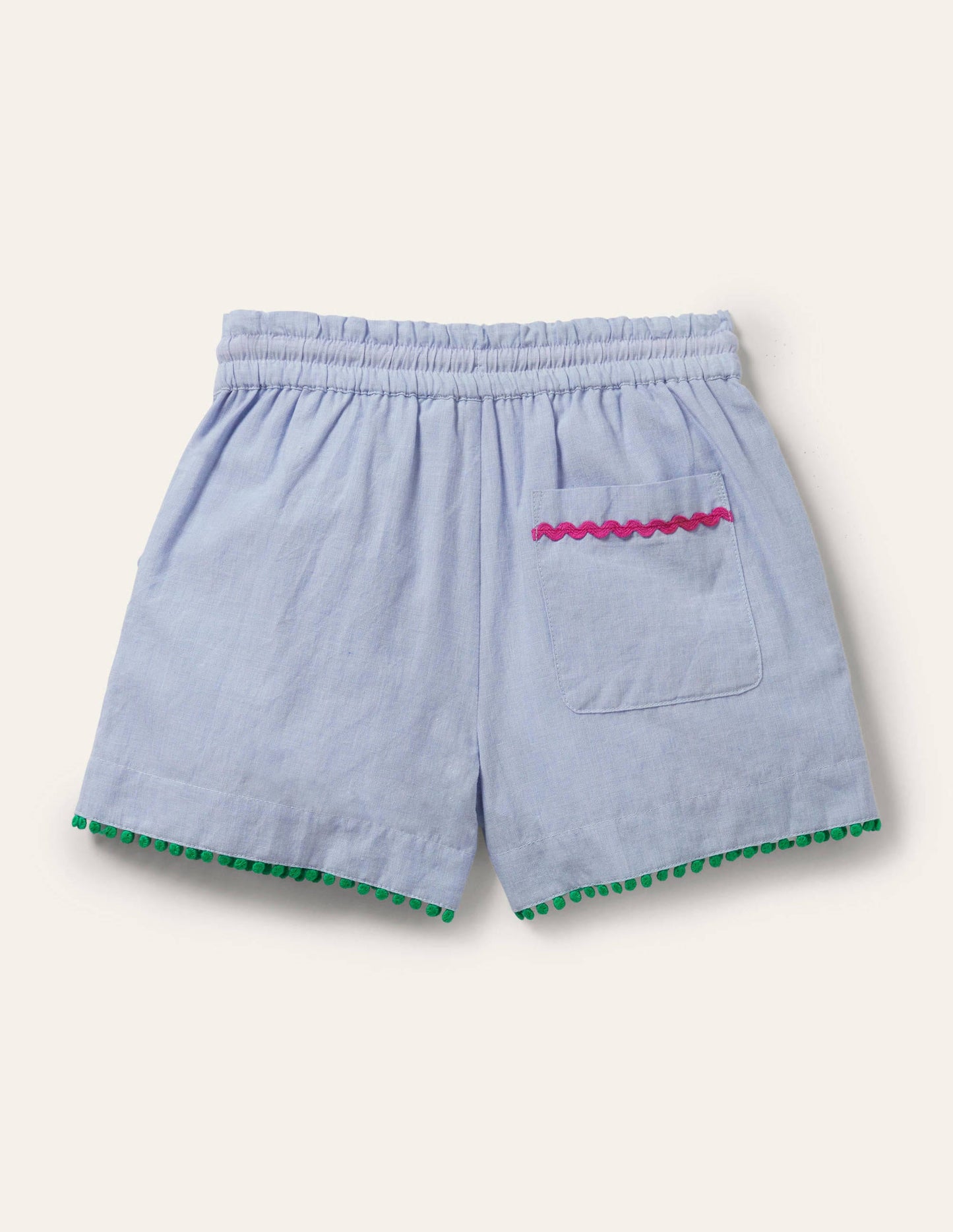Short à pampilles-Chambray