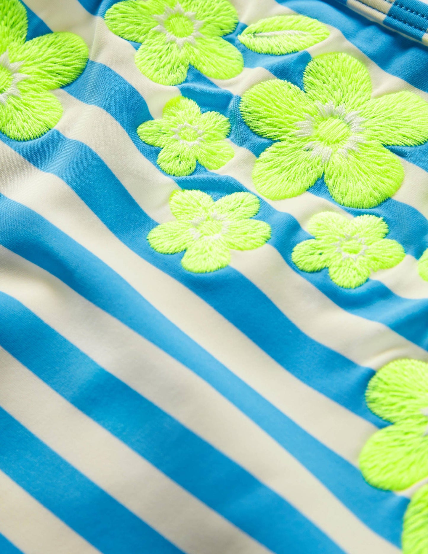 Badeanzug mit Stickereien-Malibu-Blau, Gestreift