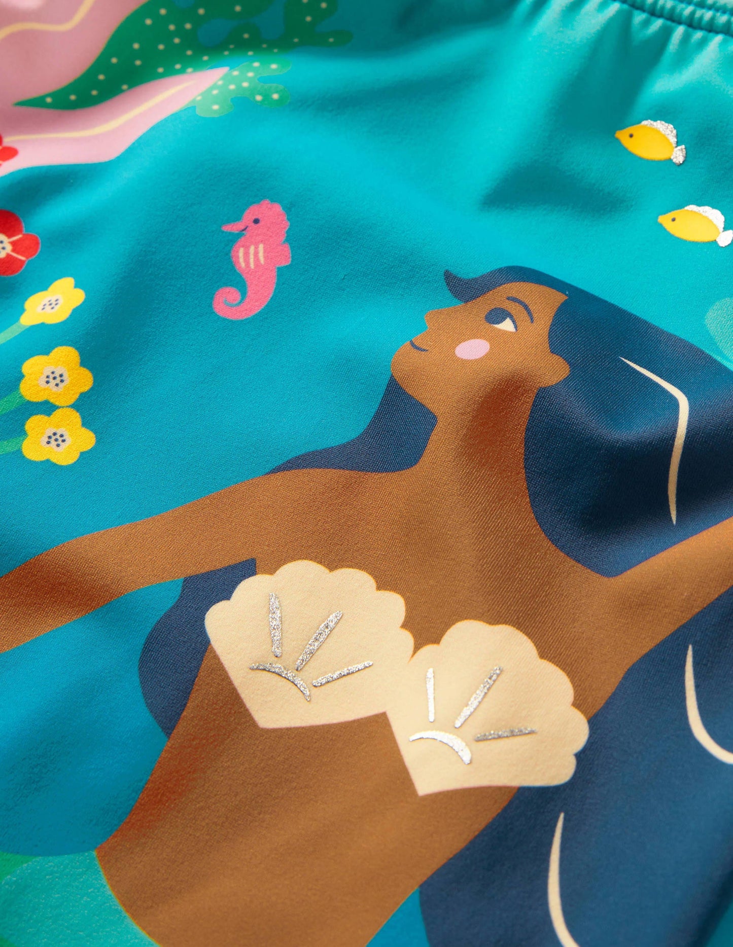 Maillot de bain imprimé croisé dans le dos-Sirène marina vif