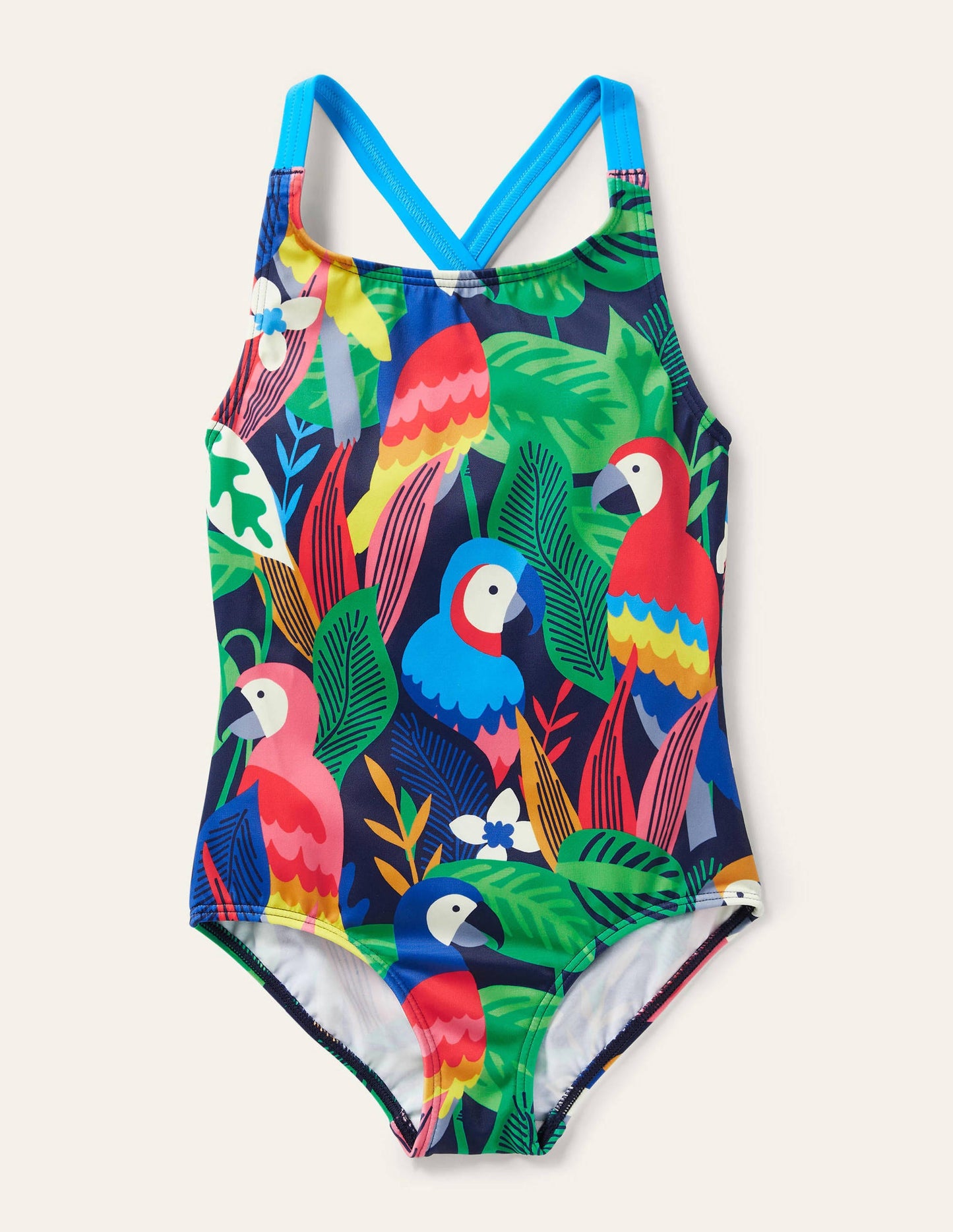 Maillot de bain imprimé croisé dans le dos-Forêt tropicale arc-en-ciel multi