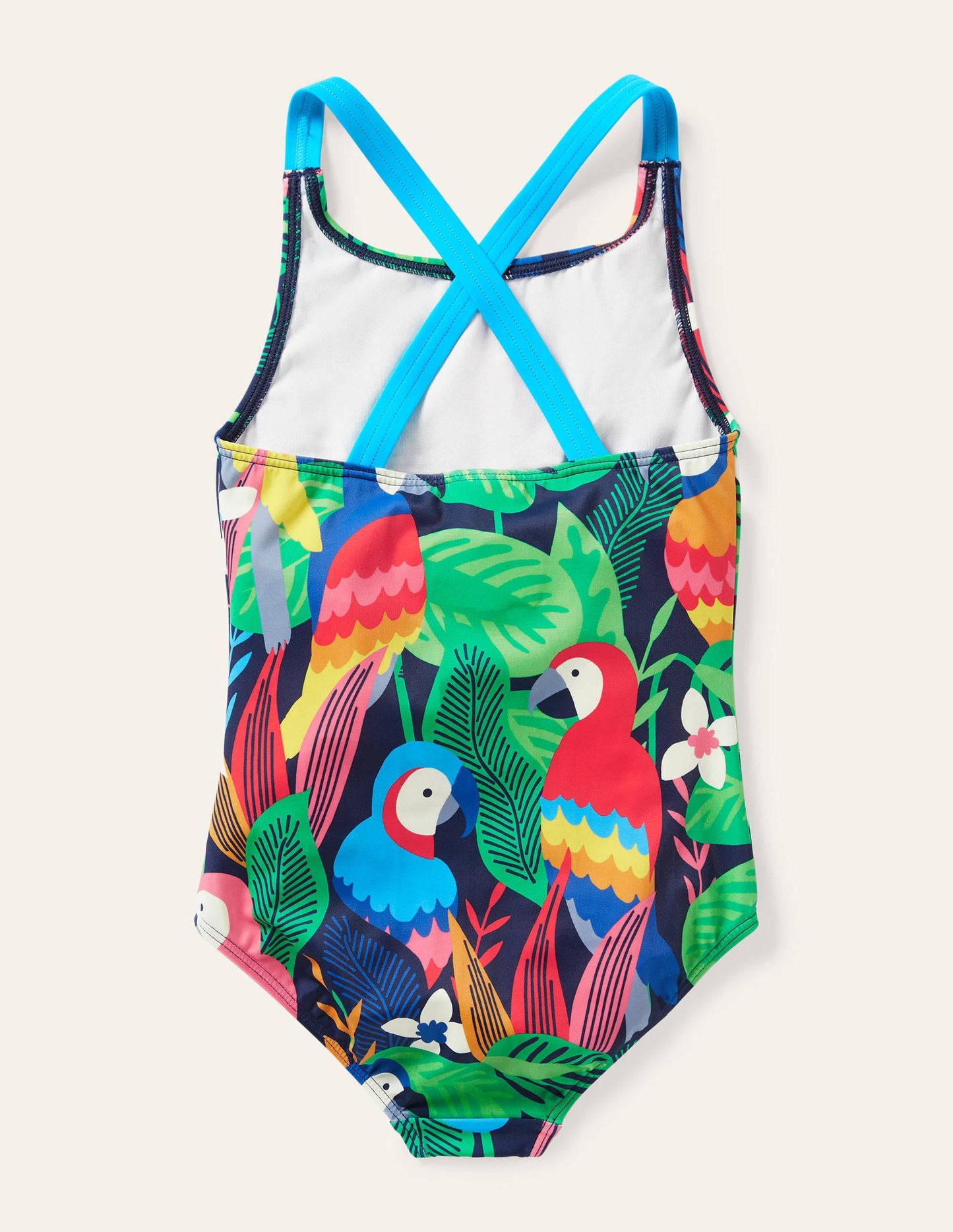 Maillot de bain imprimé croisé dans le dos-Forêt tropicale arc-en-ciel multi