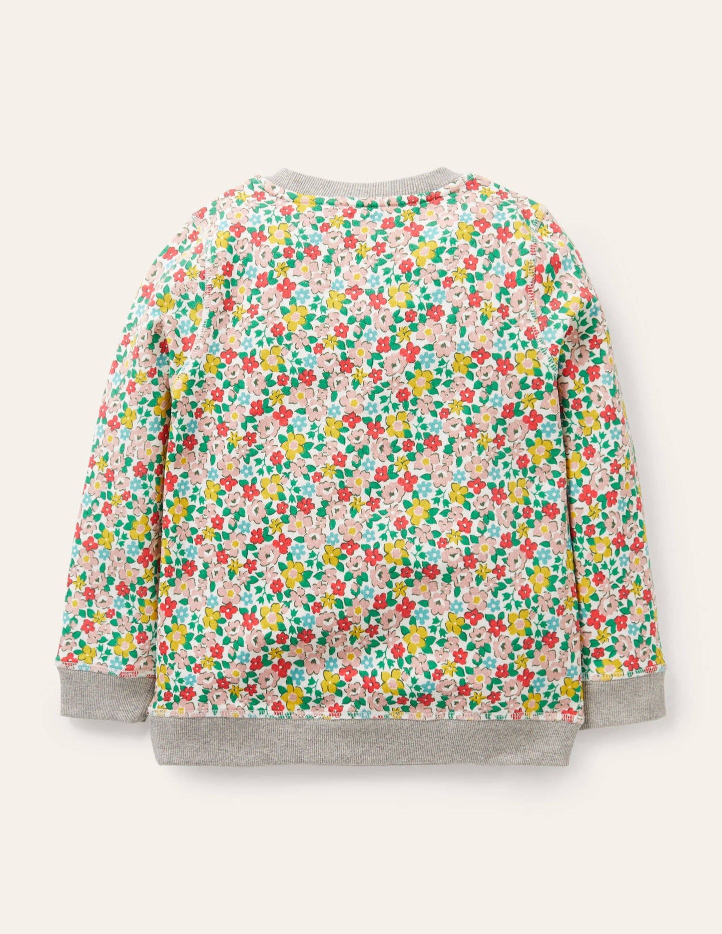 Sweatshirt mit Superstitch-Bunt, Frühlingsblumen/Tierbabys