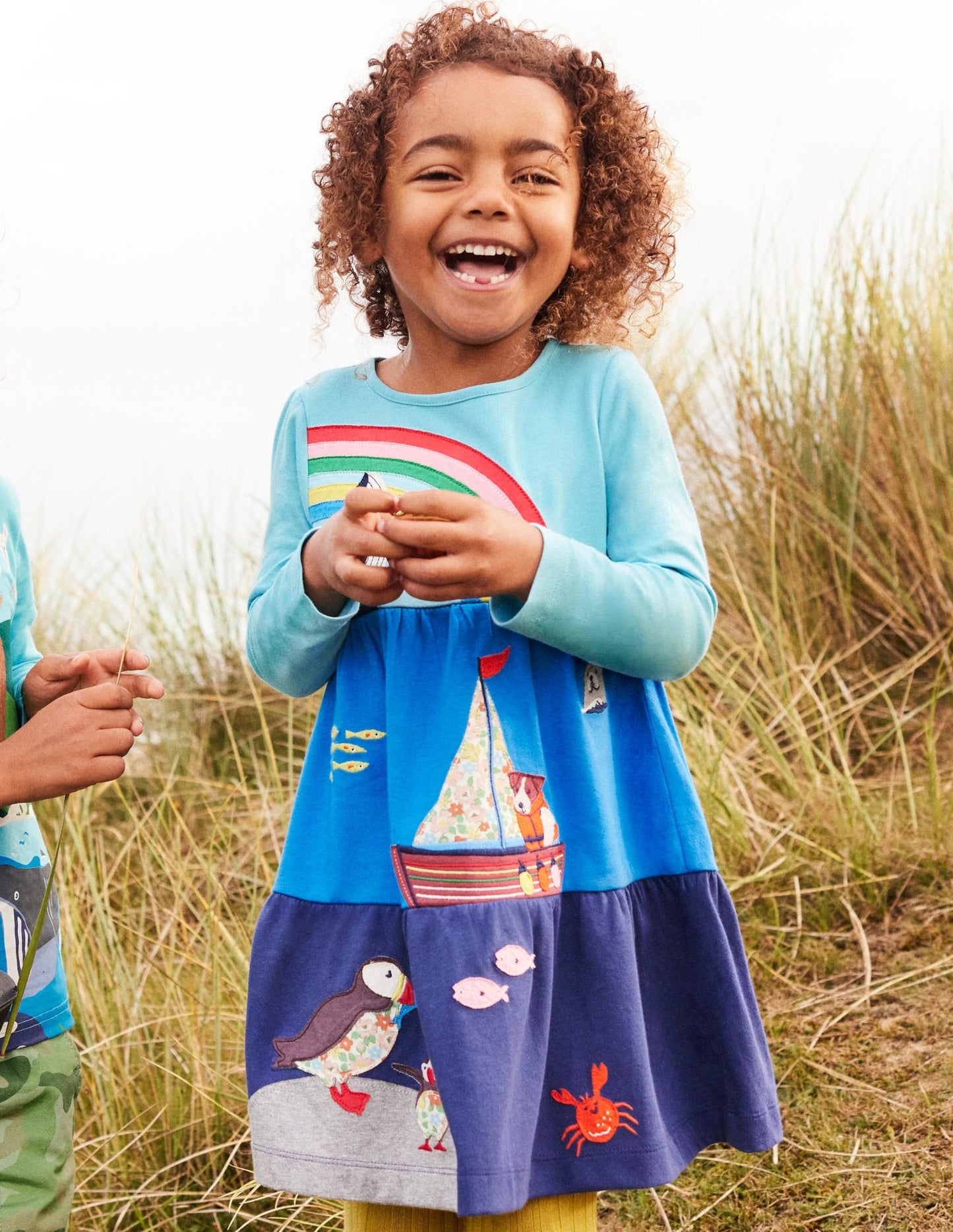 Robe à volants & appliqués-Paysage marin bleu aigue-marine