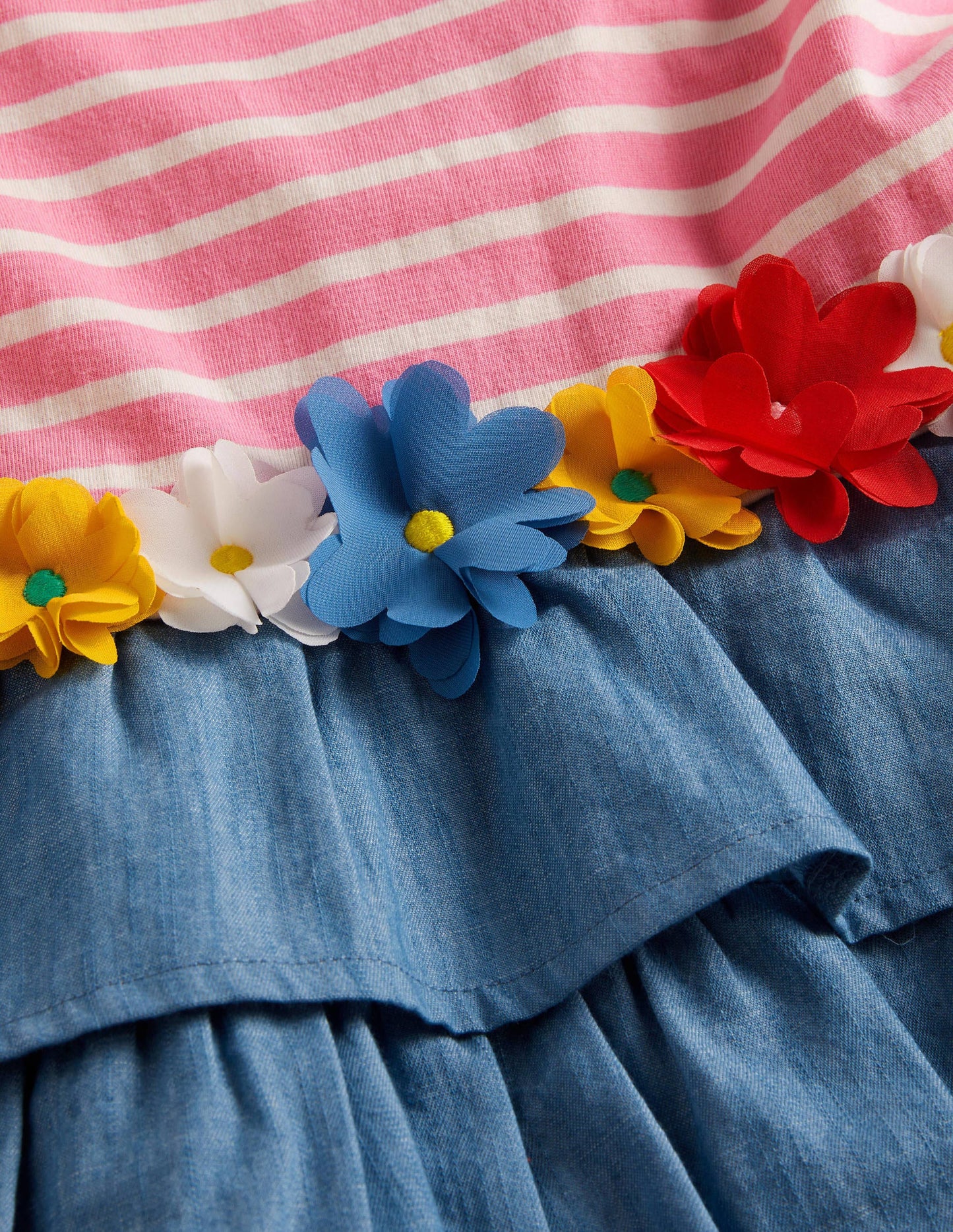 Robe motif pêle-mêle à appliqué-Fleurs rose formica/ivoire