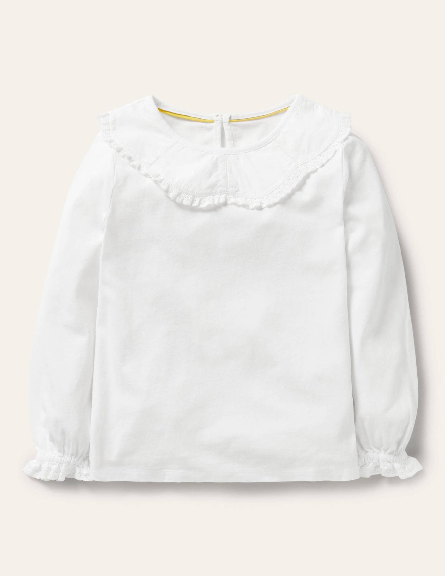 Lace Collared Cotton Top-White