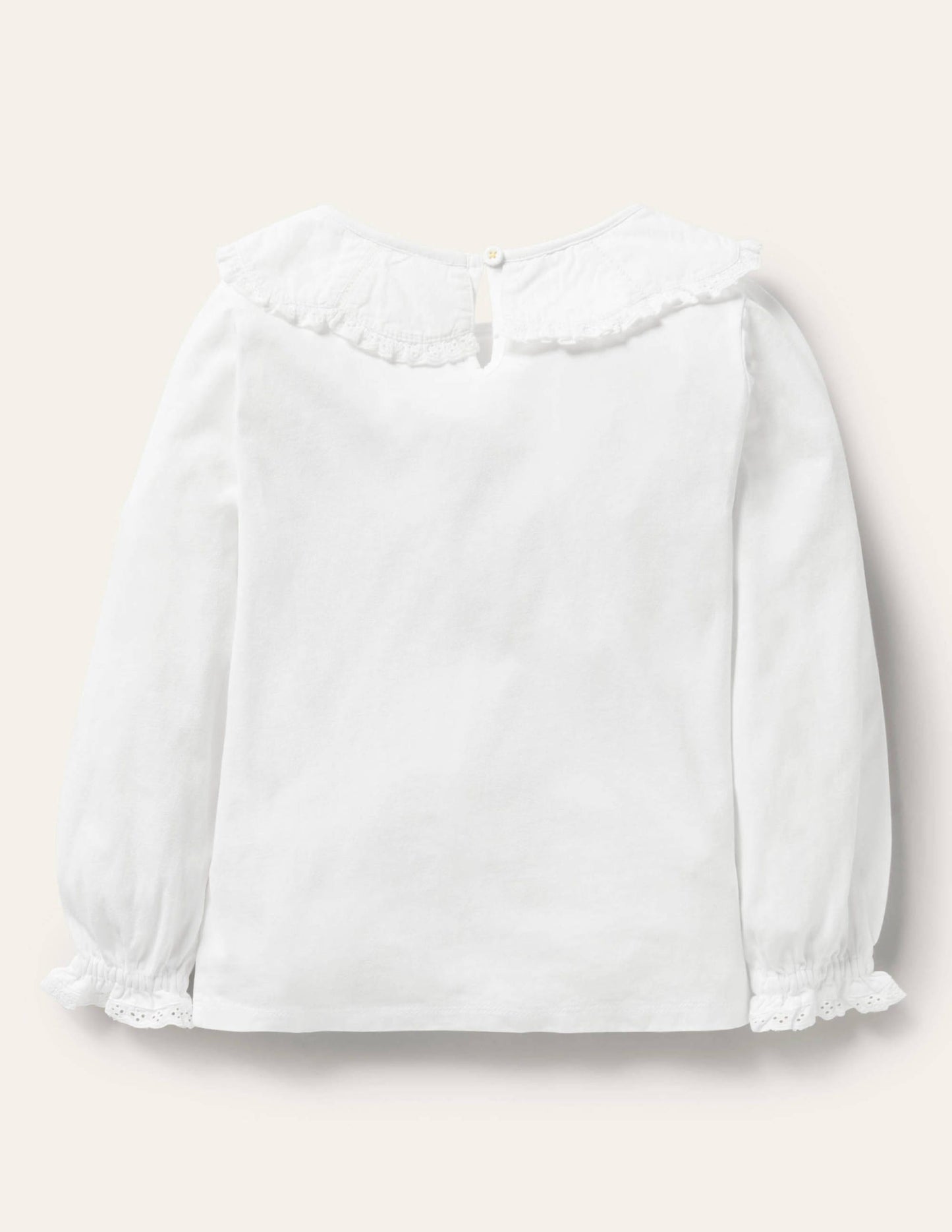 Lace Collared Cotton Top-White