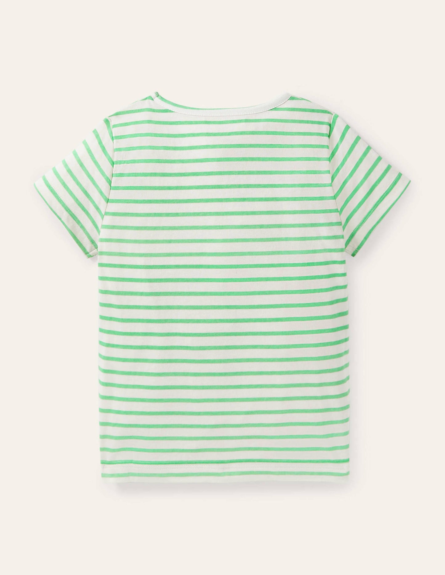 Gestreiftes T-Shirt mit Motiv-Naturweiß/Aloe-Vera-Grün, Erdbeeren