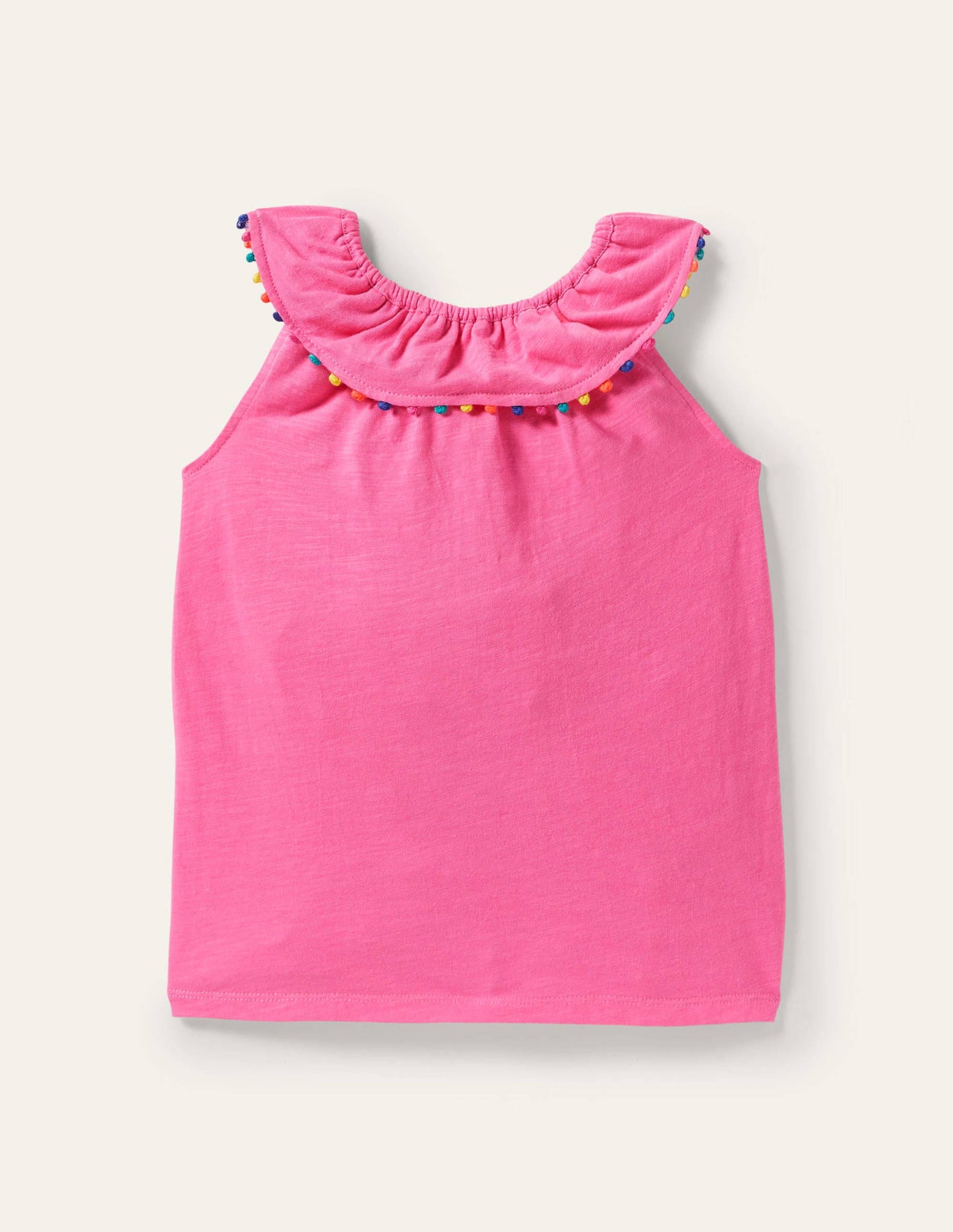 Débardeur Charlie en jersey à pompons-Rose glace à la fraise