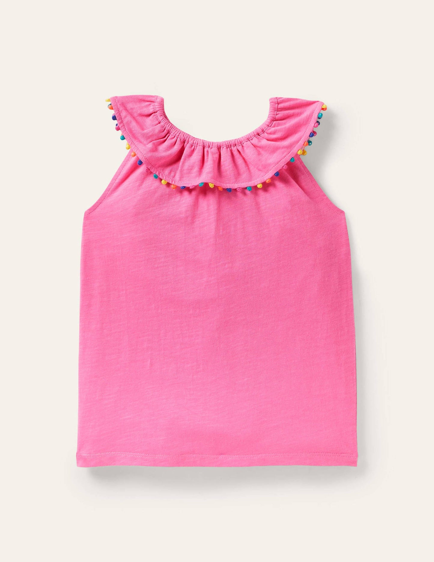 Débardeur Charlie en jersey à pompons-Rose glace à la fraise