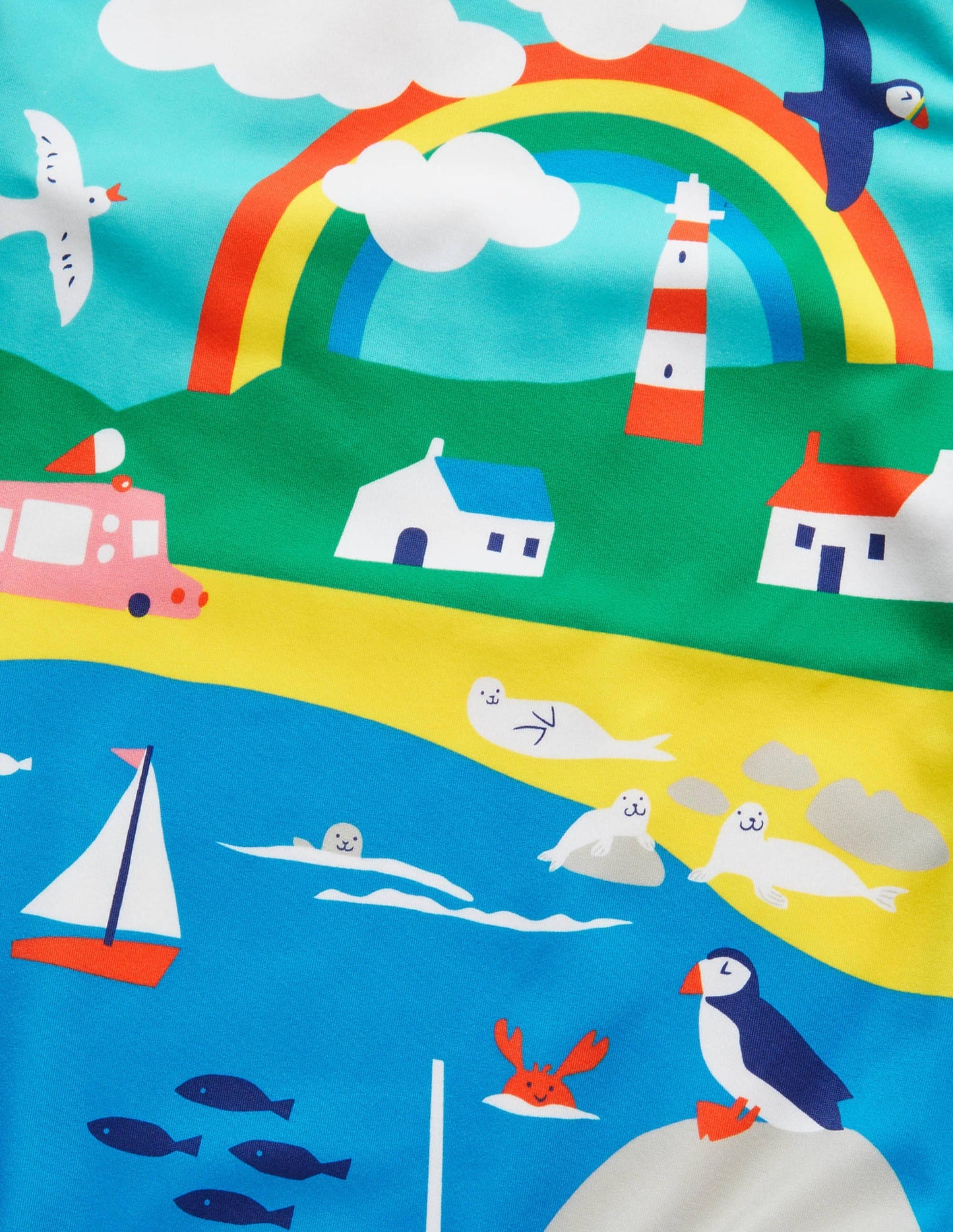 Maillot de bain imprimé croisé dans le dos-Paysage littoral multi