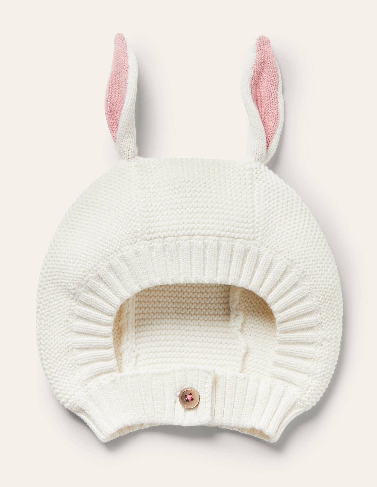 Strickhäubchen mit Hasenohren-Naturweiß, Hasenohren