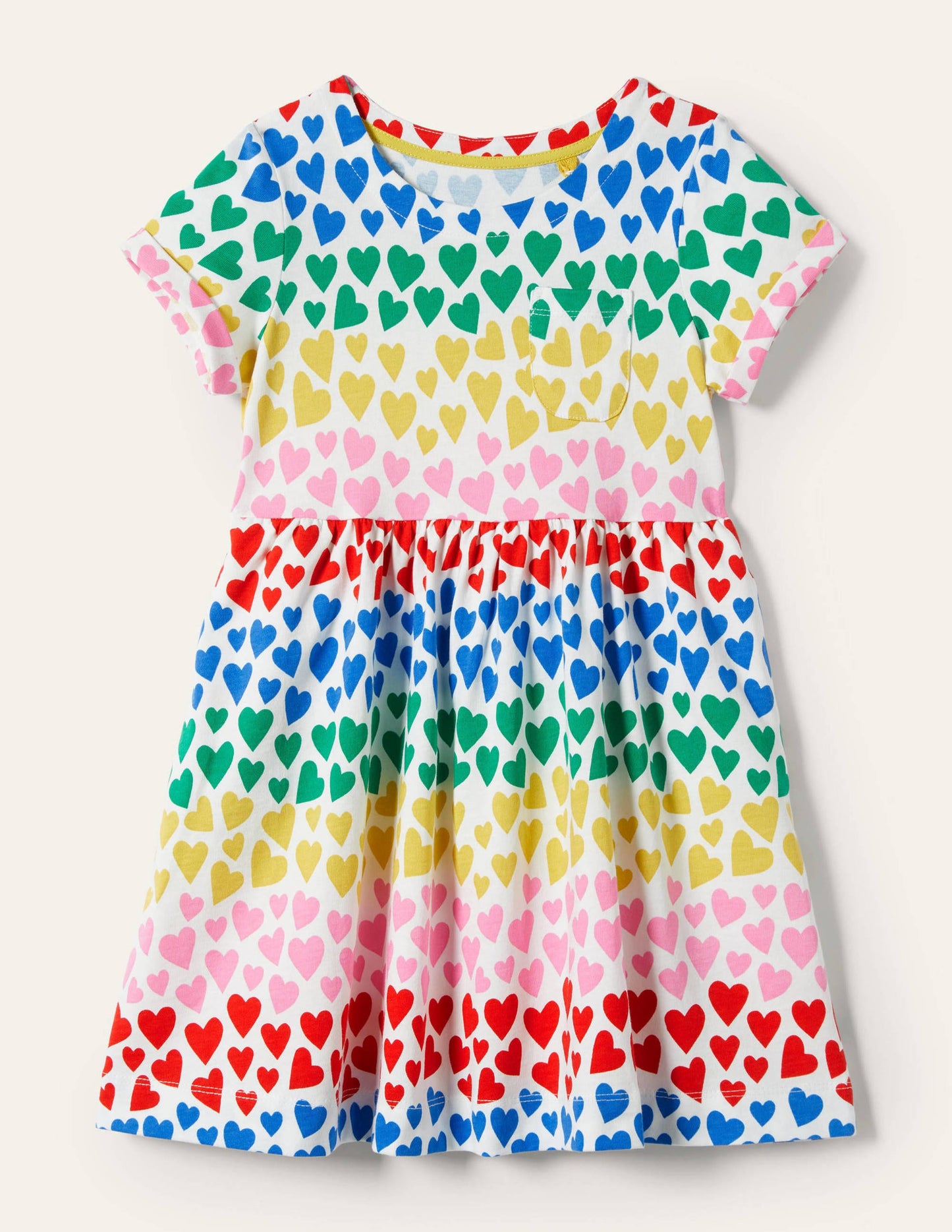 Robe fun en jersey à manches courtes-Cœurs arc-en-ciel multi