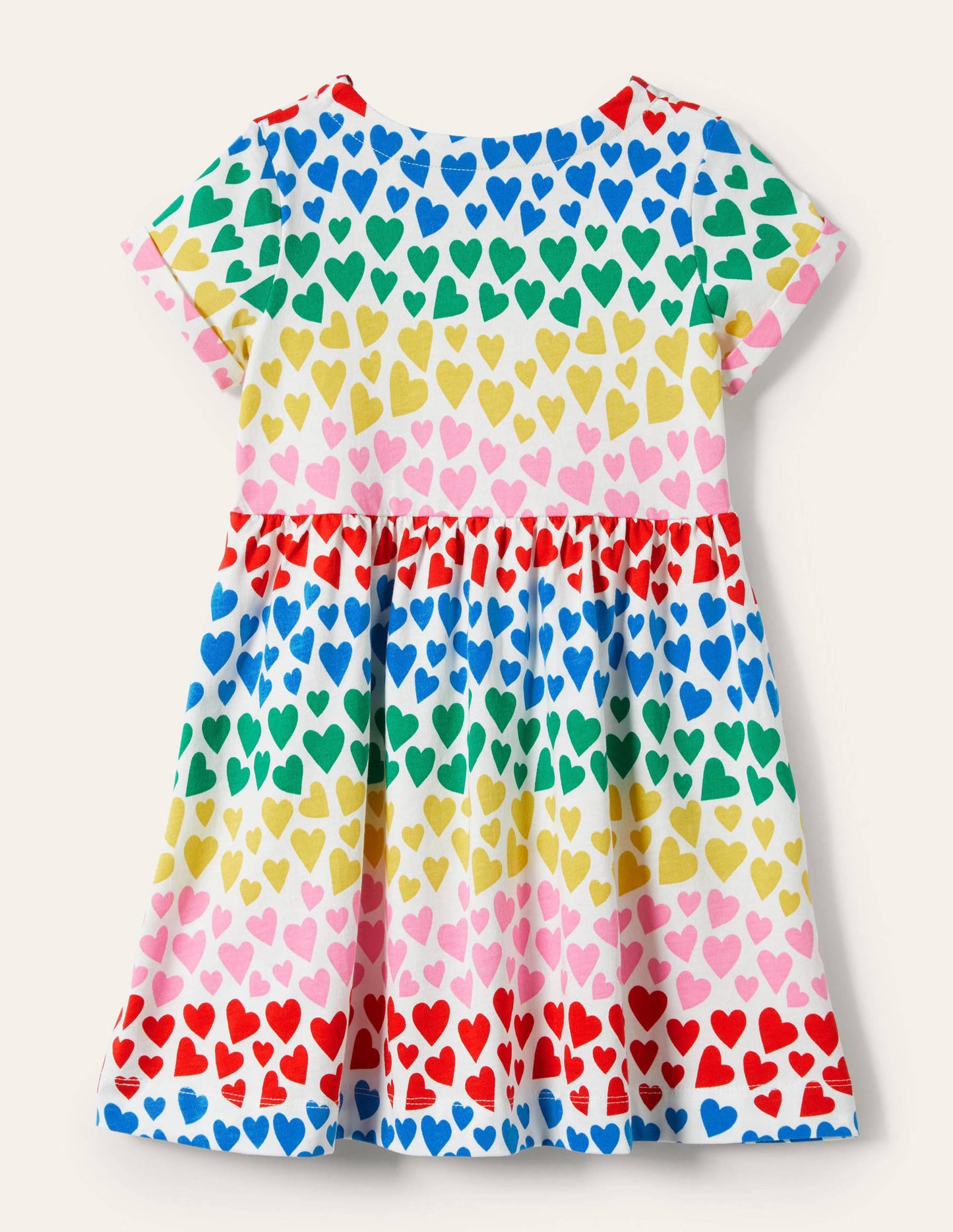 Robe fun en jersey à manches courtes-Cœurs arc-en-ciel multi