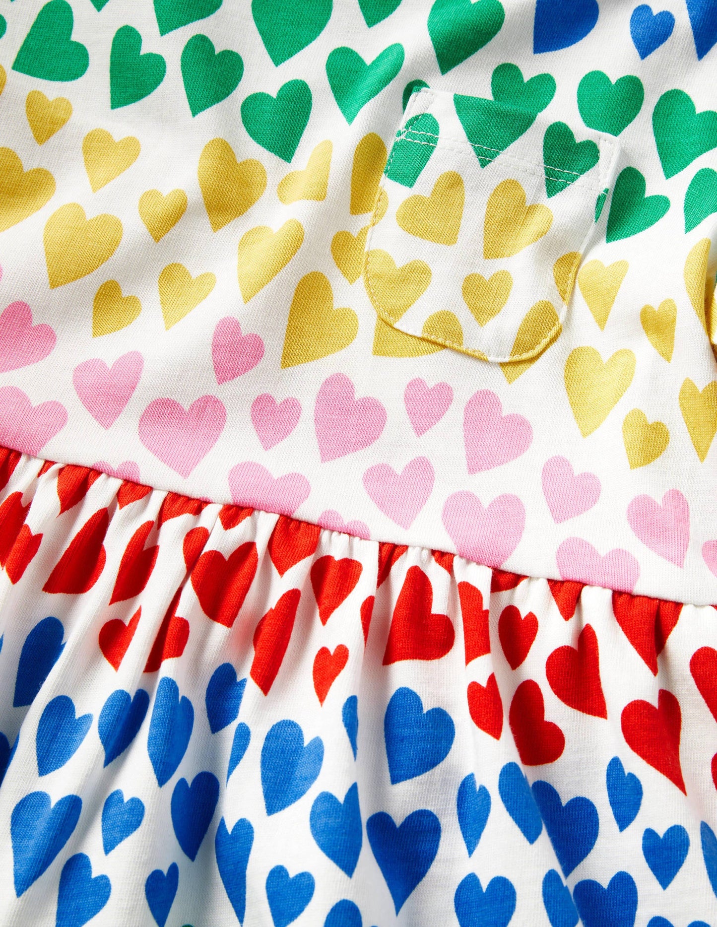 Robe fun en jersey à manches courtes-Cœurs arc-en-ciel multi