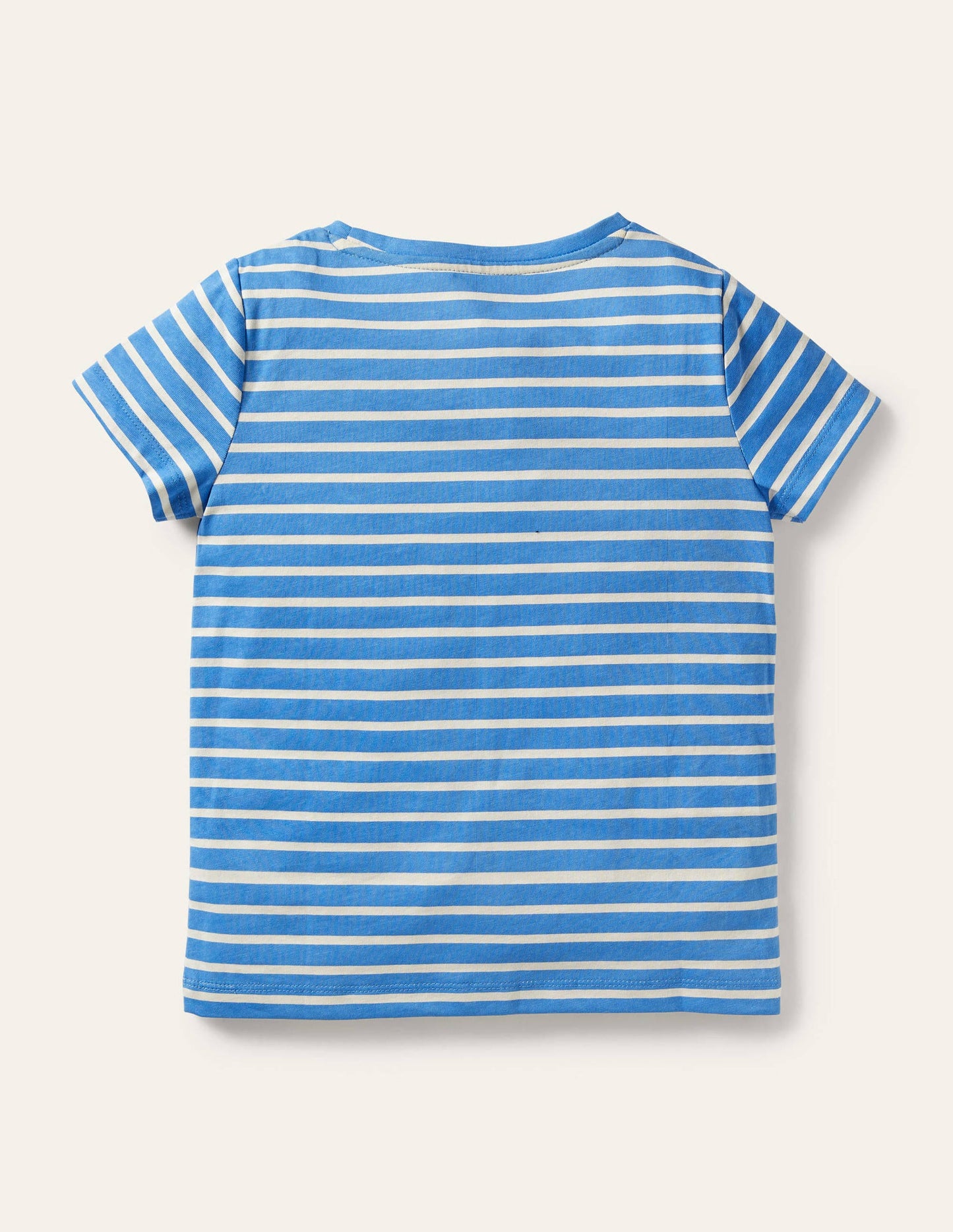 Gestreiftes T-Shirt mit Motiv-Helles Glockenblumenblau/Naturweiß, Küken