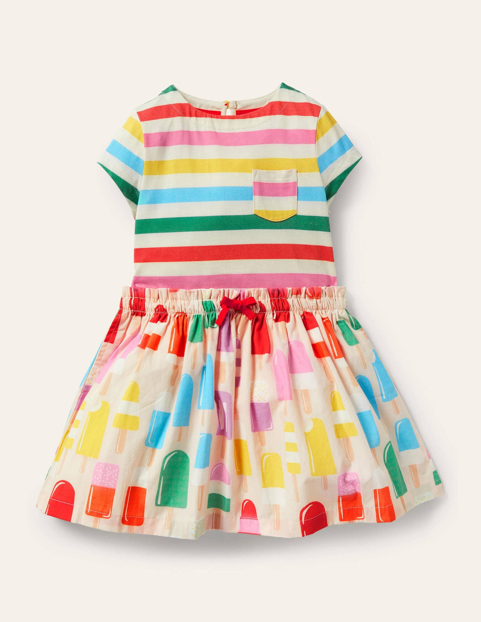 Kurzärmliges Kleid mit Mustermix-Altrosa, Eis am Stiel-2