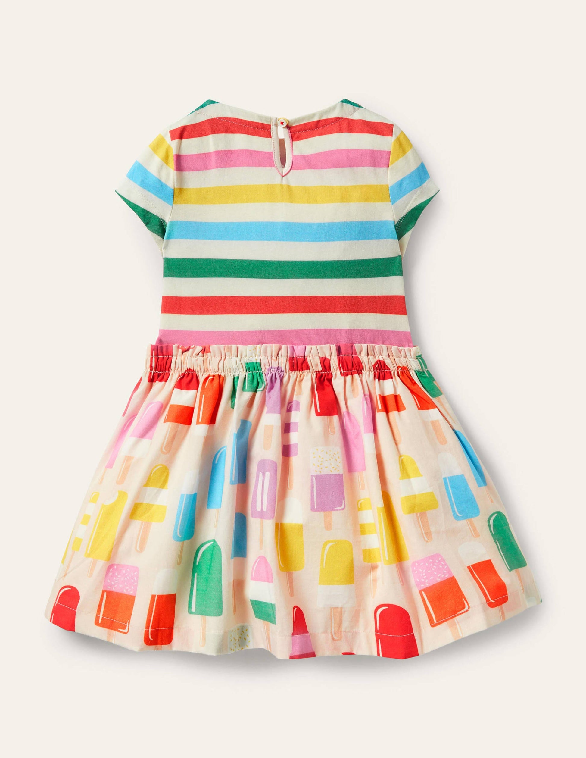 Kurzärmliges Kleid mit Mustermix-Altrosa, Eis am Stiel-3