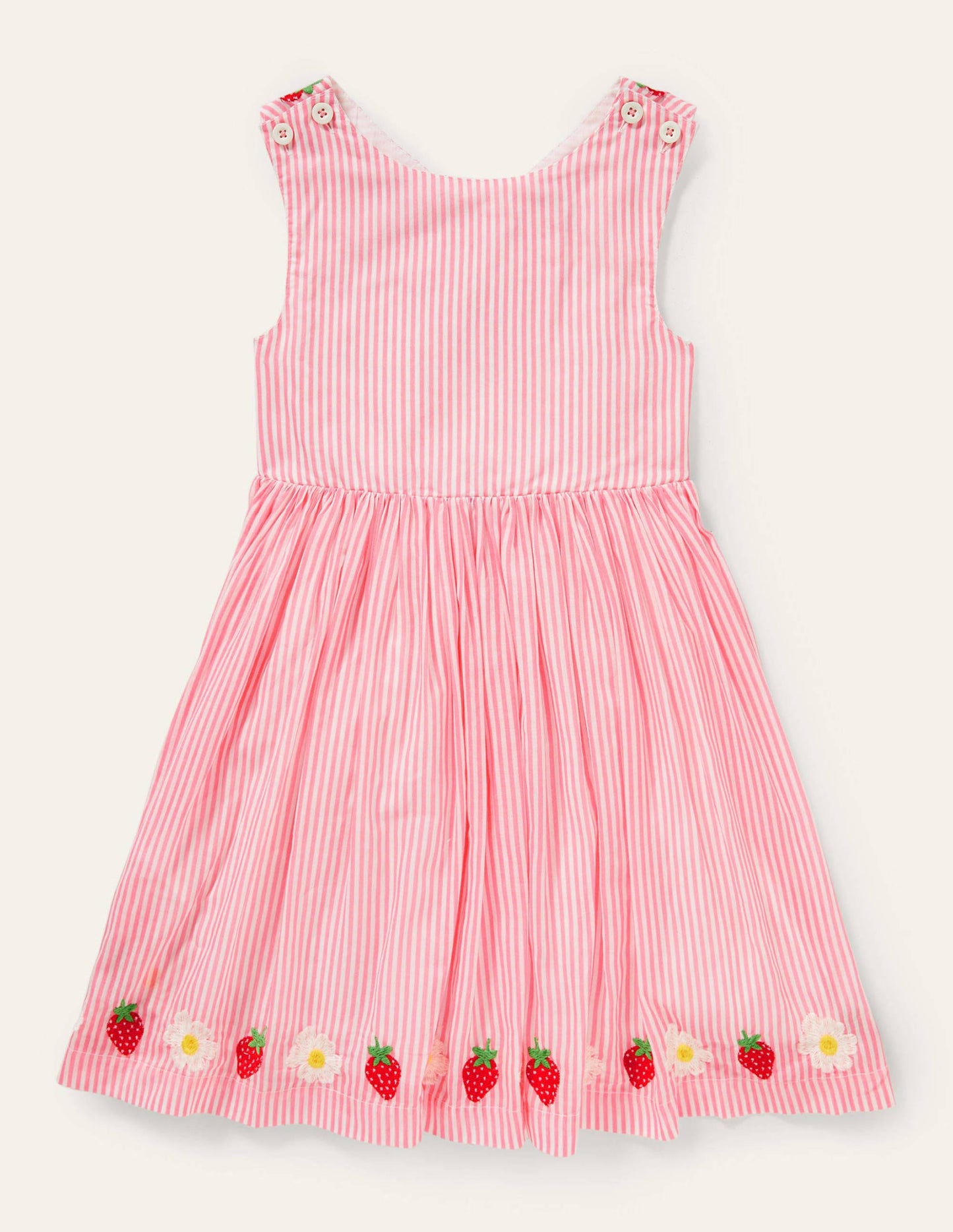 Kleid mit überkreuzten Rückenträgern-Hellrosa/Naturweiß
