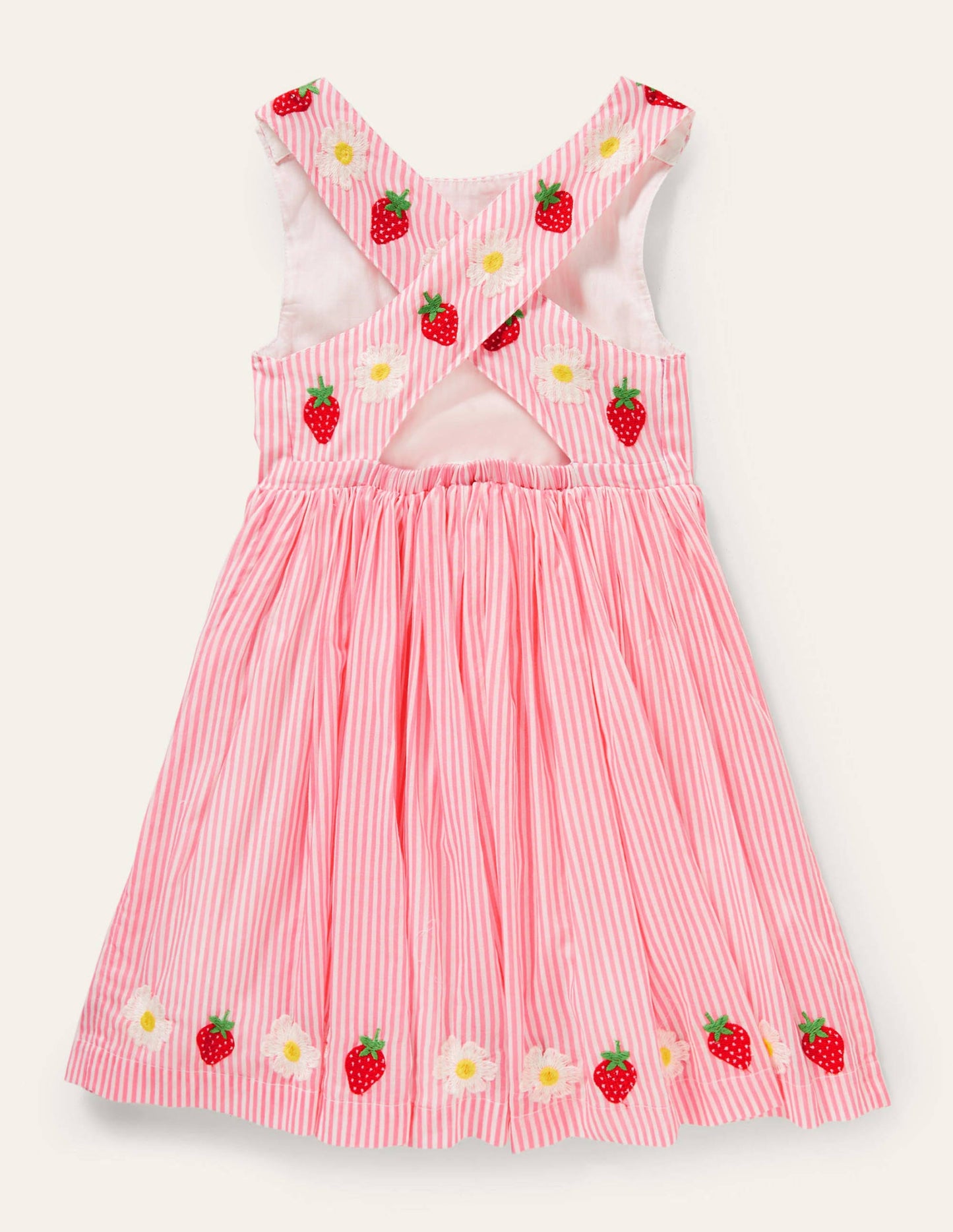Kleid mit überkreuzten Rückenträgern-Hellrosa/Naturweiß