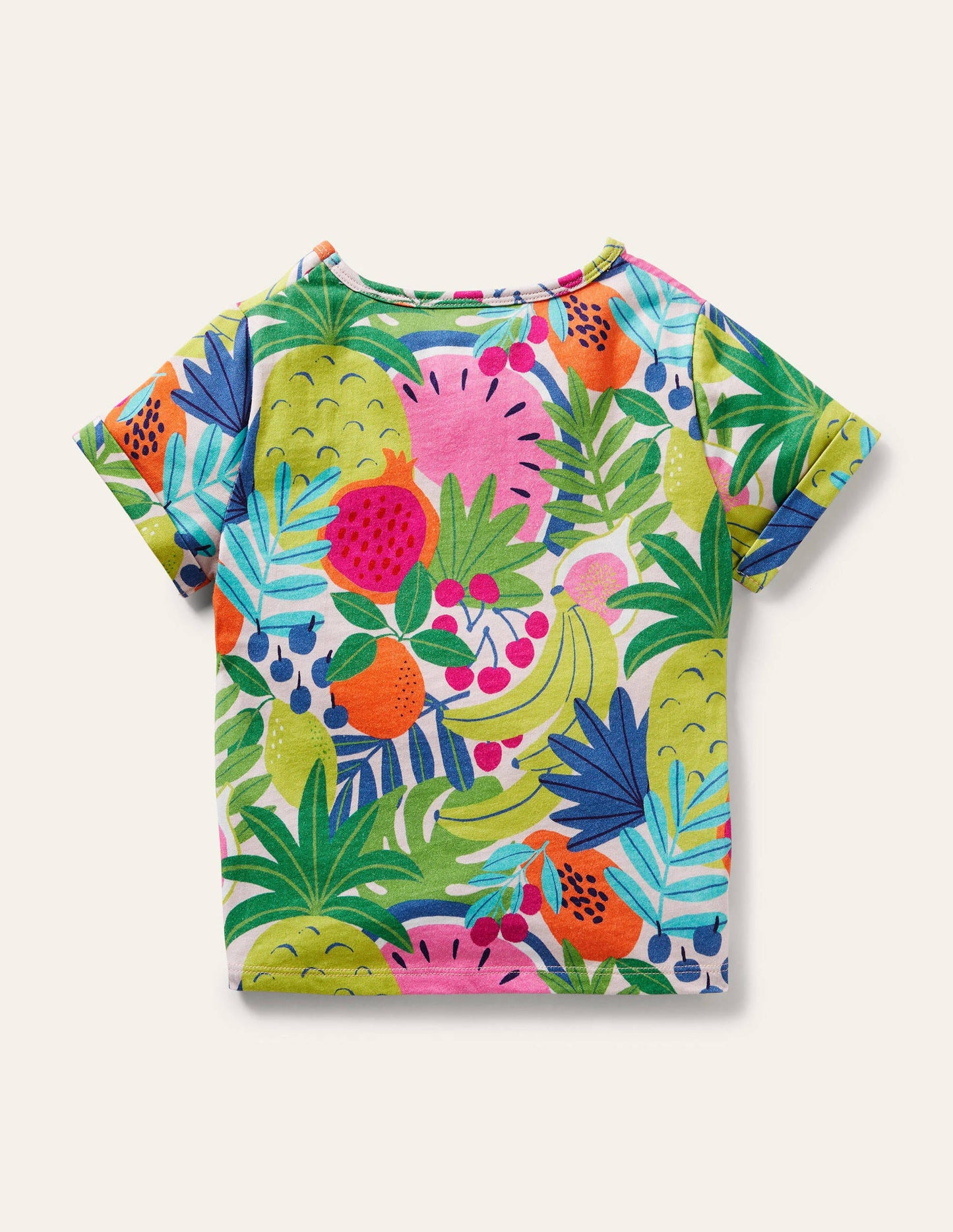 T-shirt noué sur le devant-Motif Tropical Fruit multi