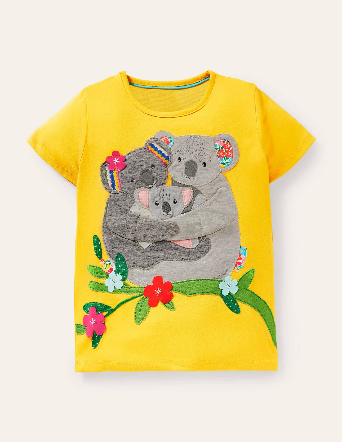 Hugging Applique T-shirt-Daffodil Yellow Koala