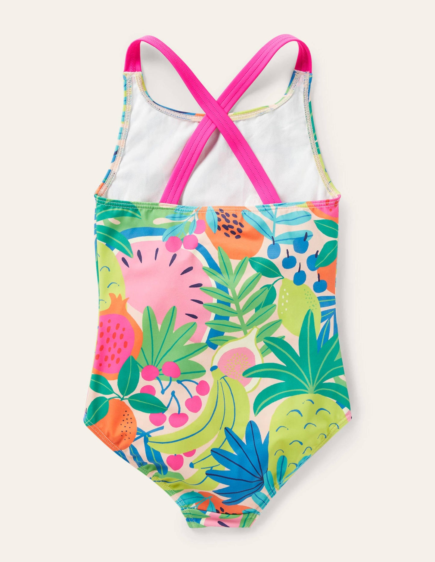 Maillot de bain imprimé croisé dans le dos-Fruit tropical multi