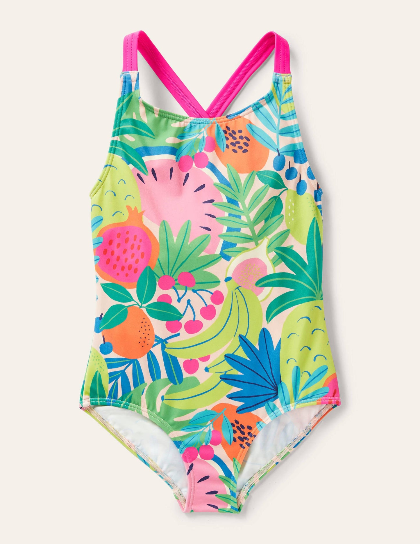 Maillot de bain imprimé croisé dans le dos-Fruit tropical multi