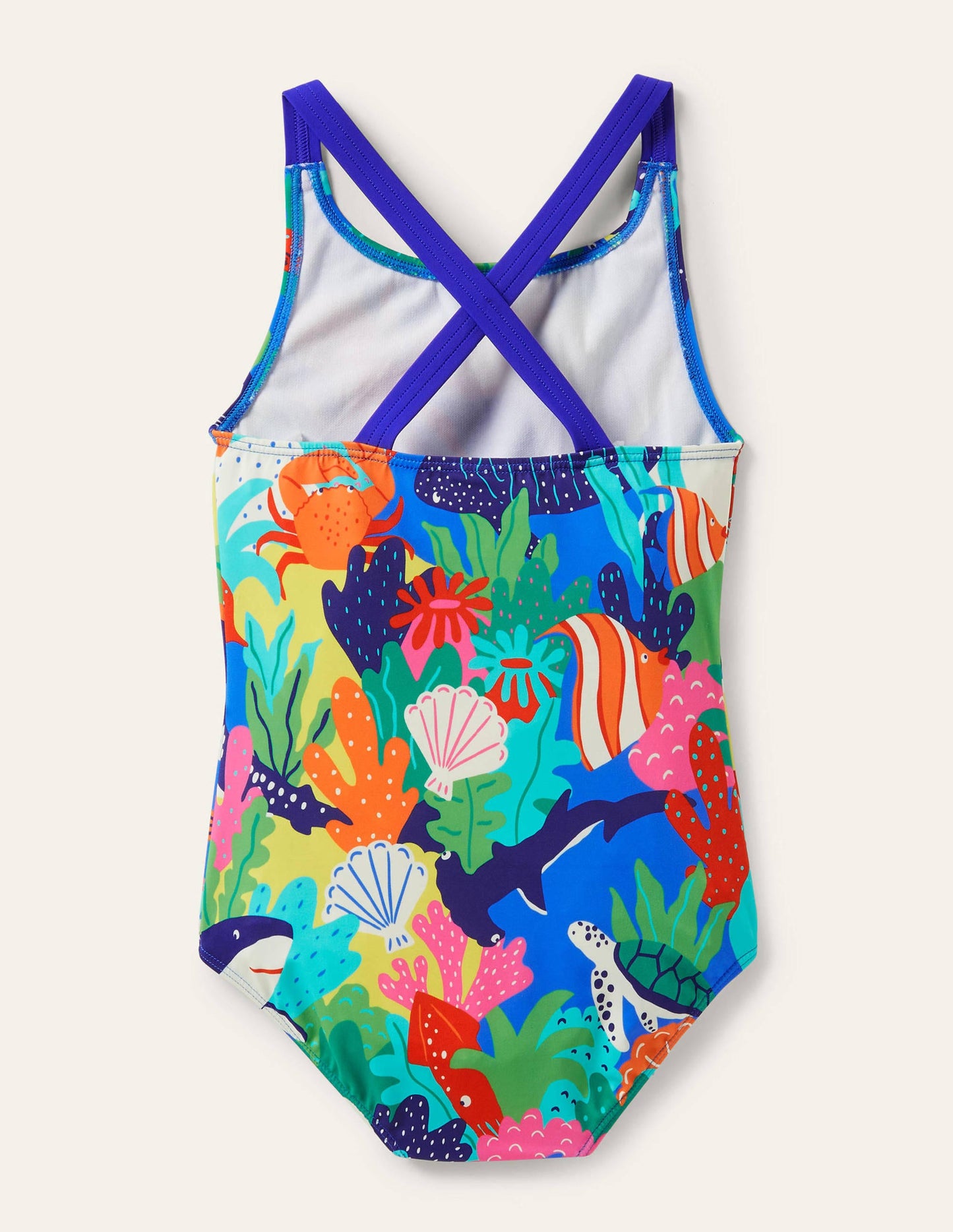 Maillot de bain imprimé croisé dans le dos-Récif arc-en-ciel multi