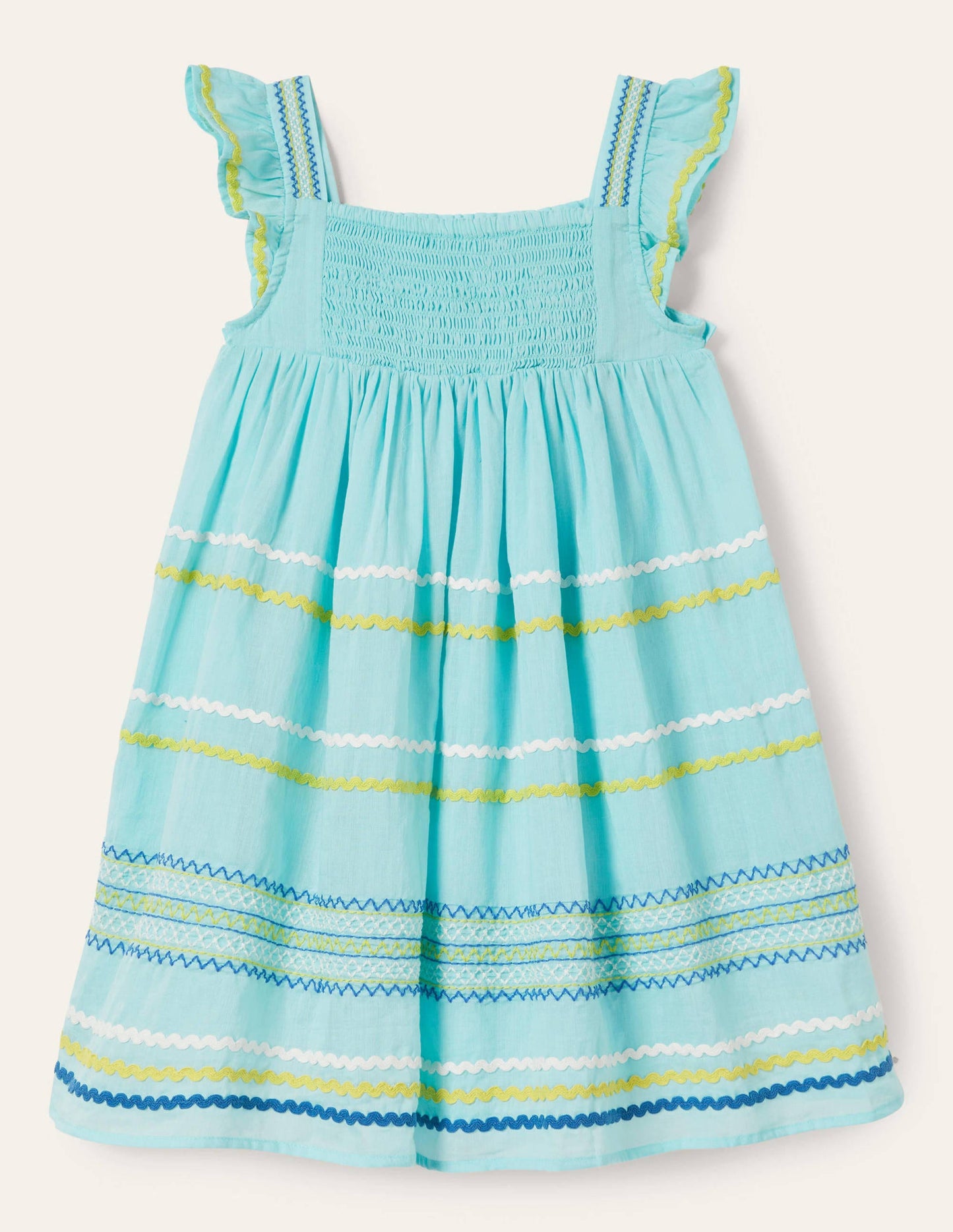 Robe brodée à smocks-Bleu géorgien