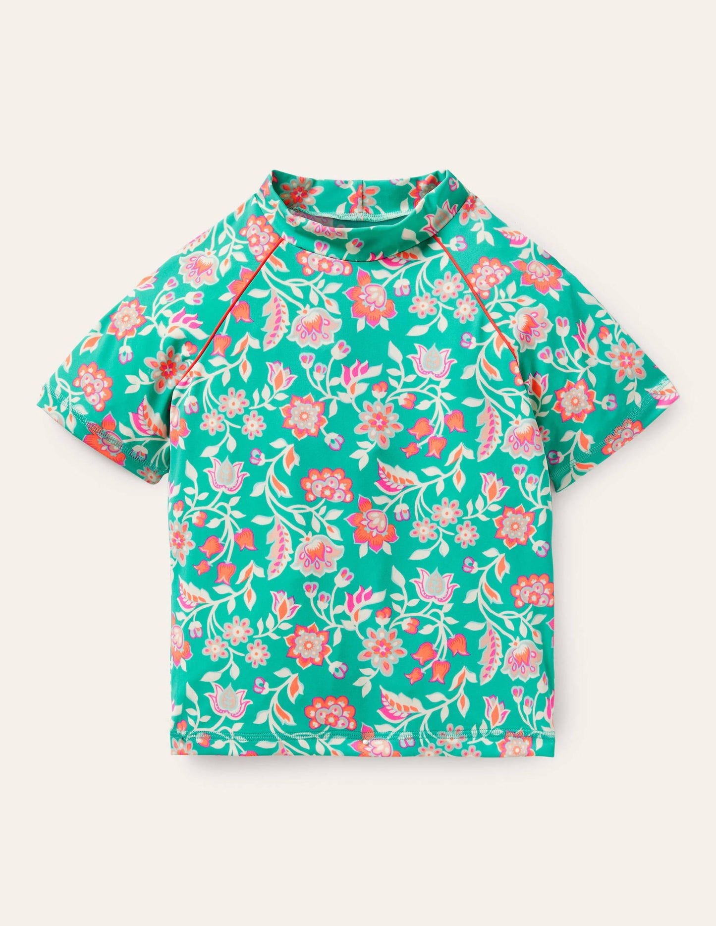 Badeshirt mit kurzen Ärmeln-Tropisches Grün, Paisleymuster