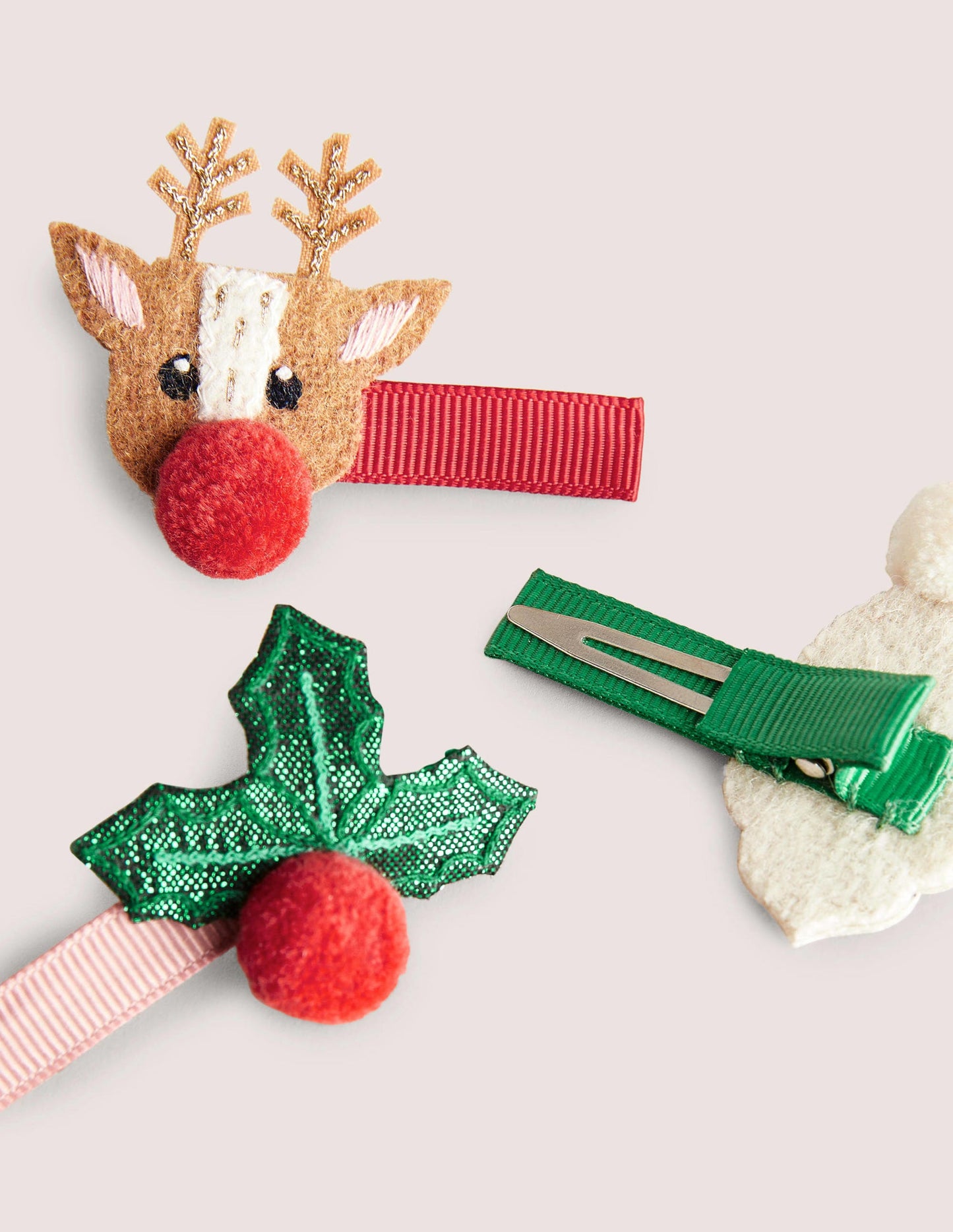 Haarclips im 3er-Pack-Bunt, Weihnachtsmotiv