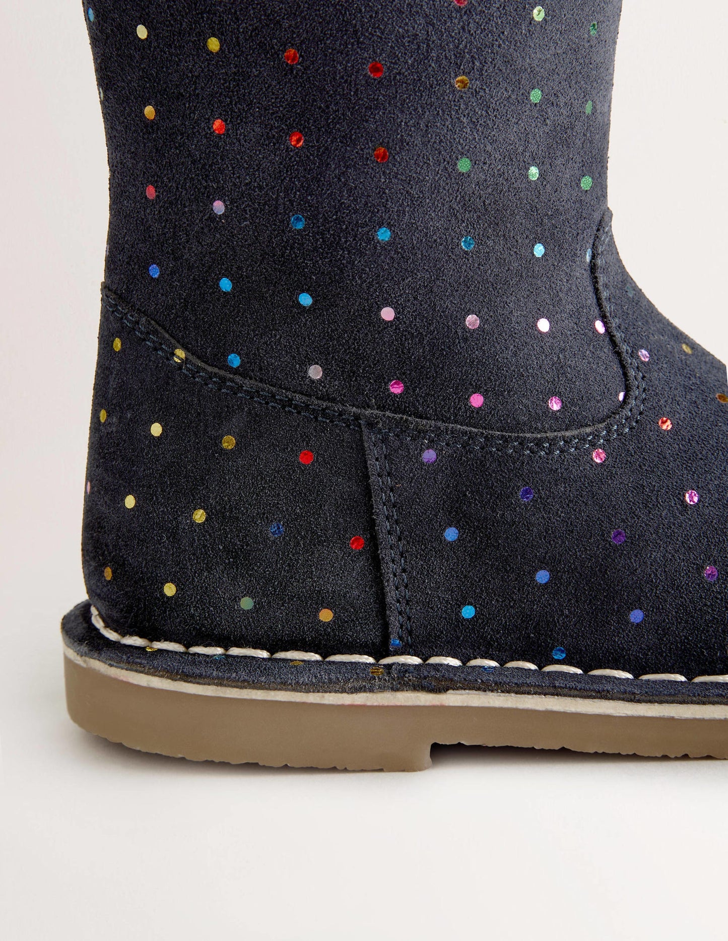 Navy Spots Tall Suede Boots-Schuluniform-Navy/Bunt, Getupft