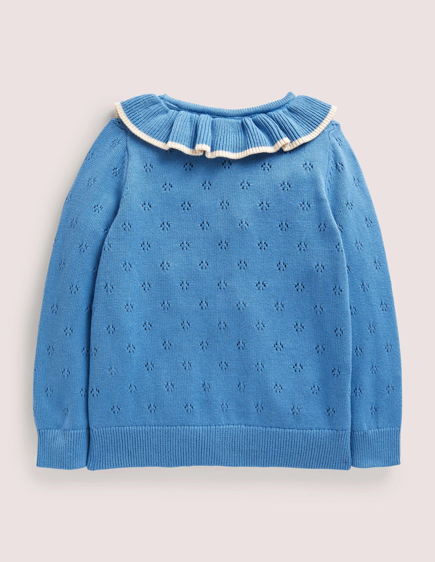 Pointelle-Cardigan mit Kragen-Elisabethanisches Blau